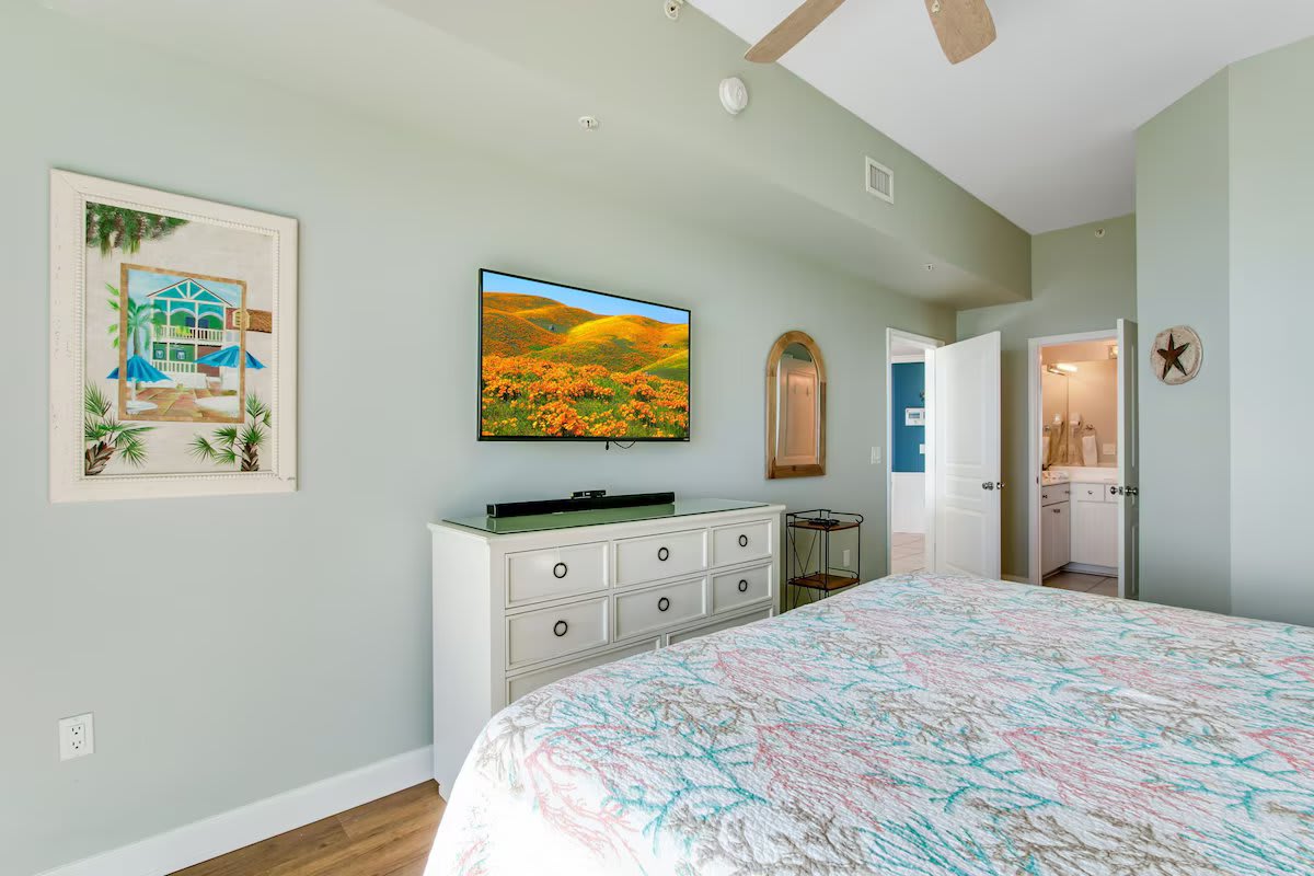 KIng Bedroom. Facing Gulf. Sliders to Patio.