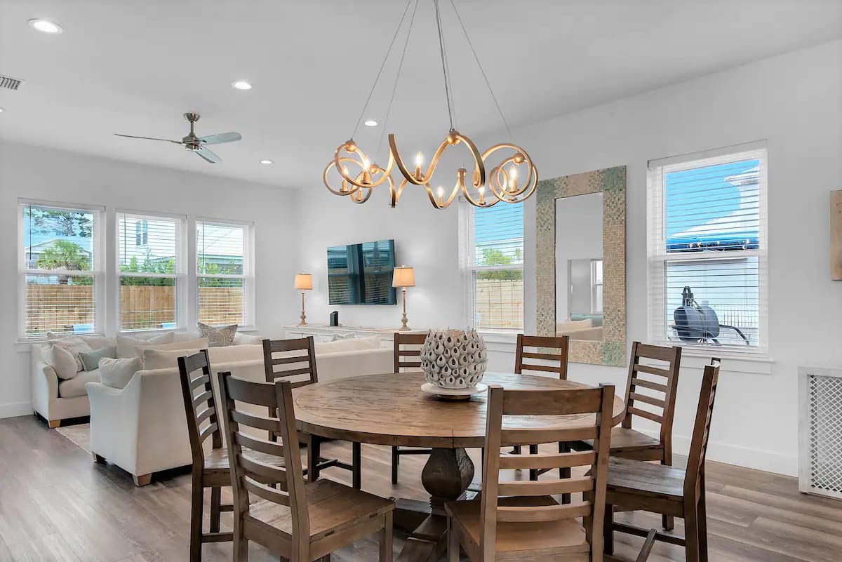 Bliss-10 Need to beat the heat while the kiddos run wild in the pool and fenced backyard? Not a problem! At Bliss, you'll be able to keep an eye on them from all areas of the first floor while keeping cool in the AC