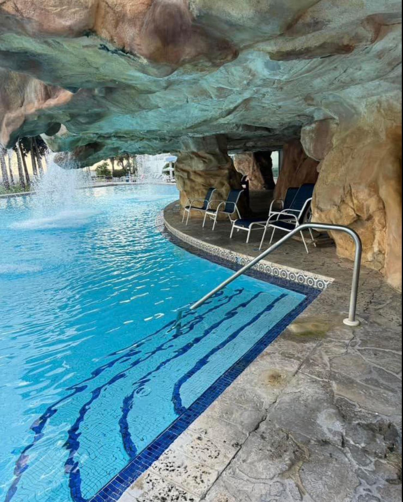 Enjoy the Waterfalls from the Sun Deck or Shaded Grotto