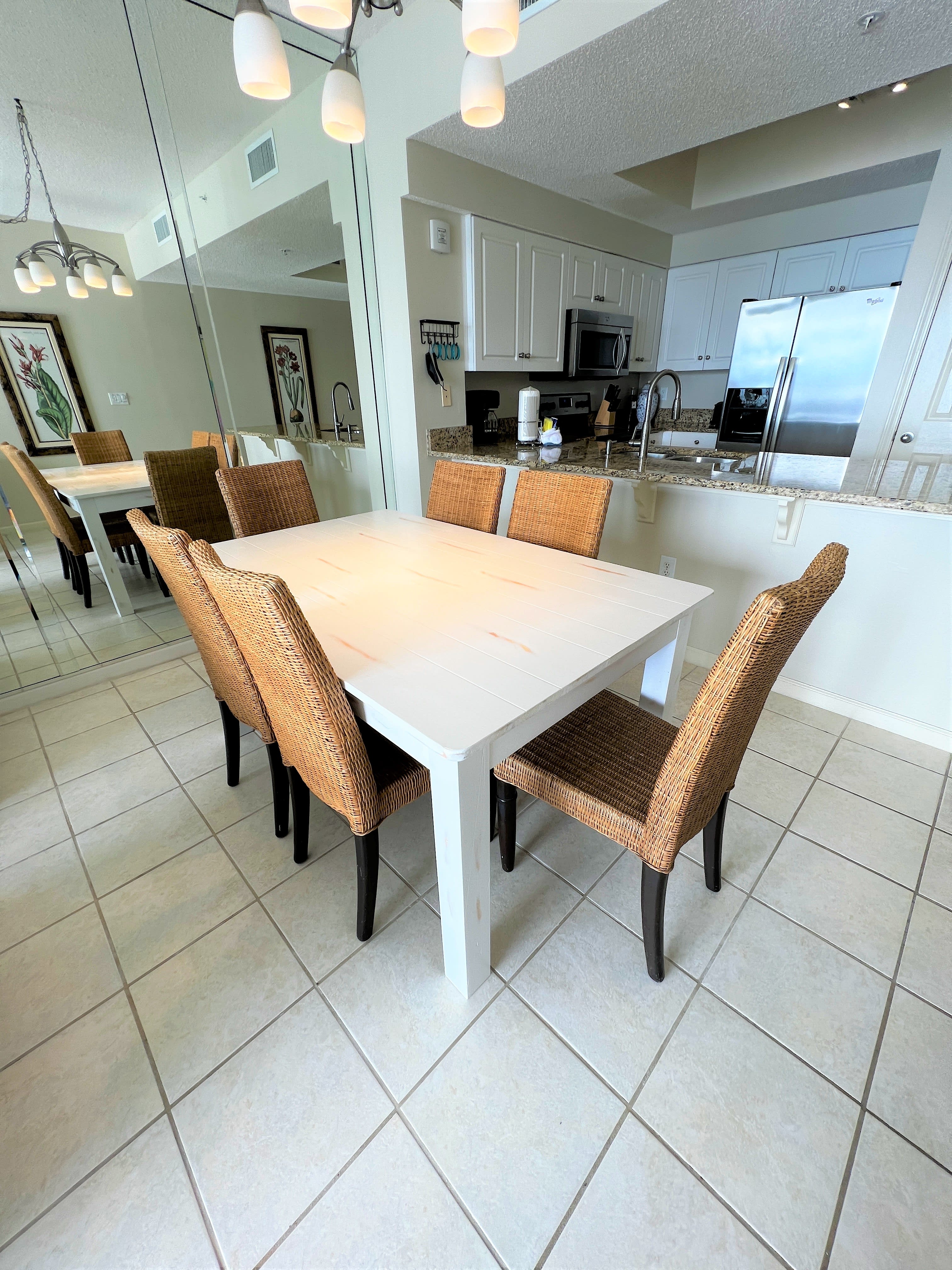 Comfortable dining for six.