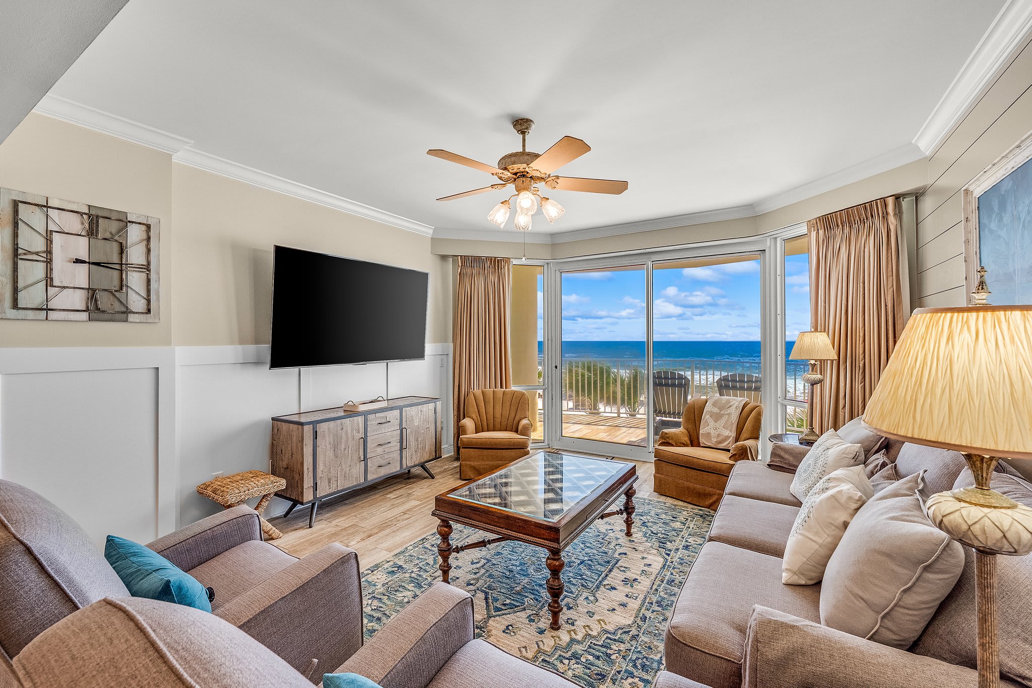 Enjoying watching your favorite programs on our 75" smart TV 