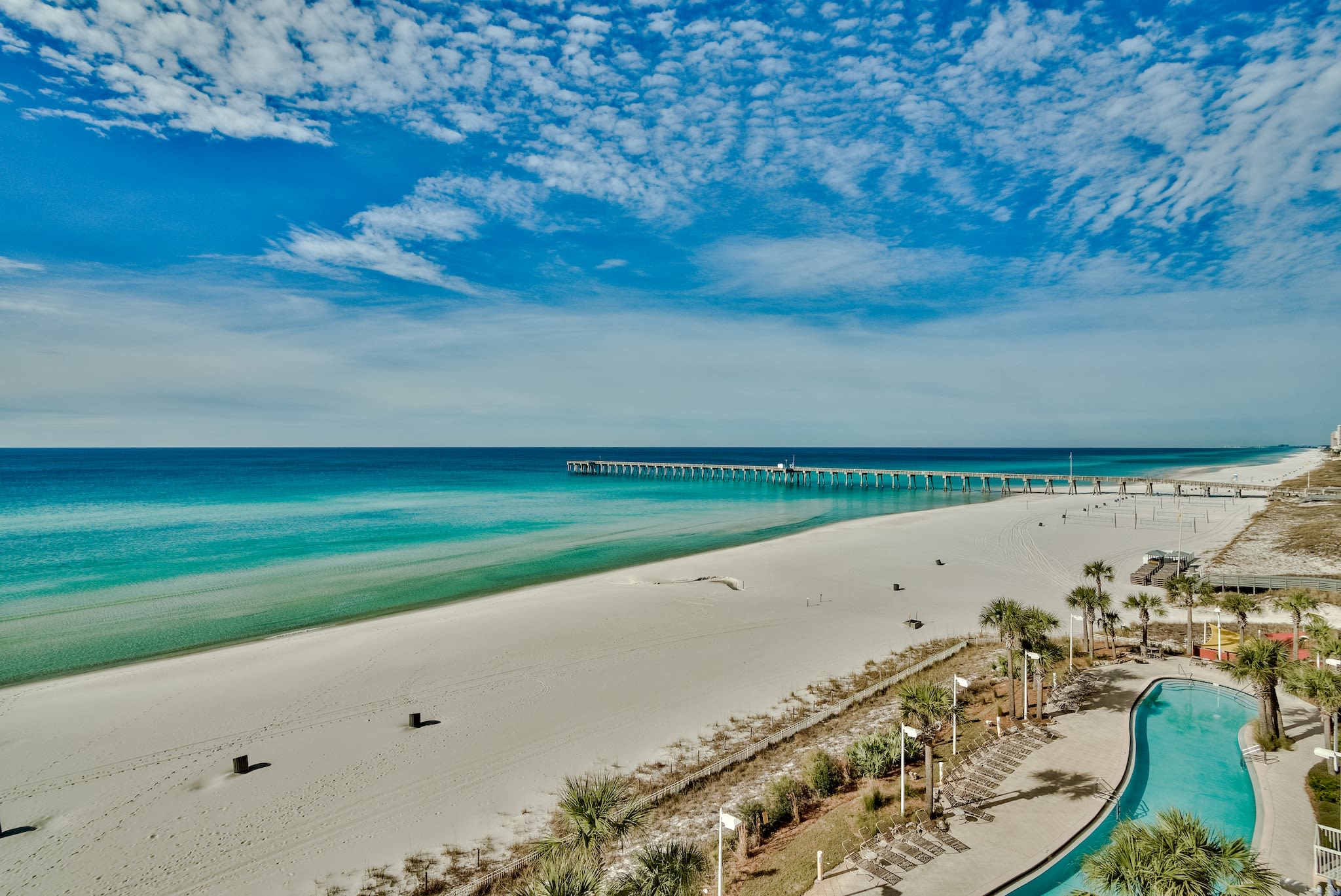 View of the pool and pier from your balcony