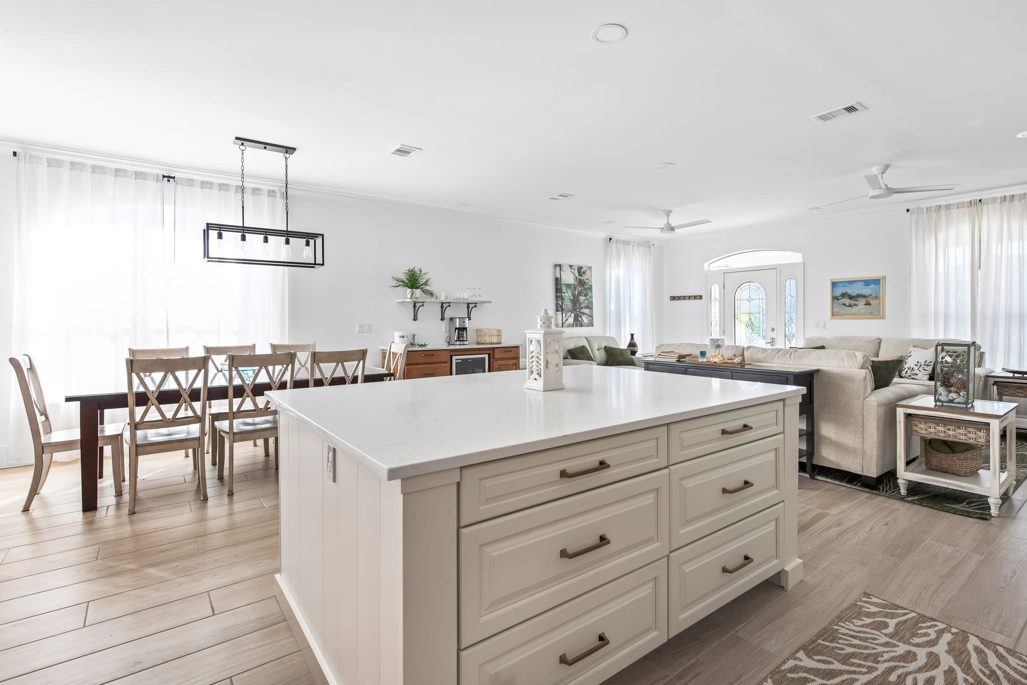 Huge custom island with quartz countertops