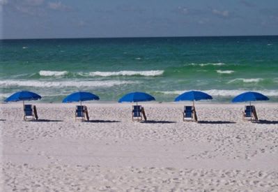 Beach chairs and umbrella service available from March 1st to October 31st.
