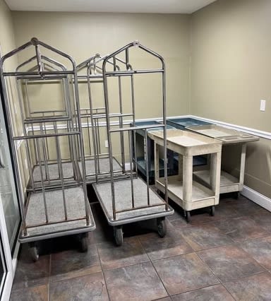 Luggage carts in the lobby