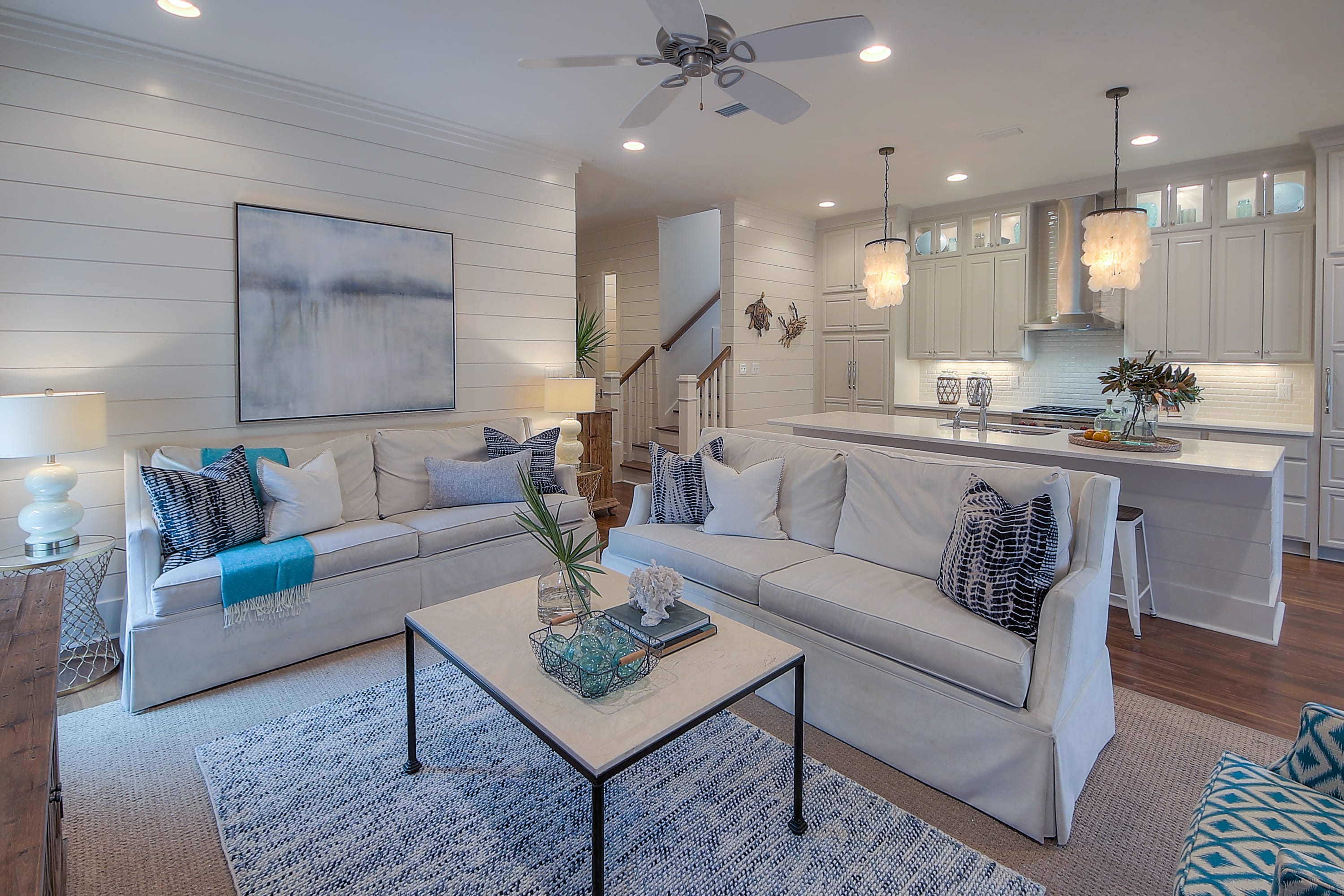 Open Living Area To Kitchen And Dining Room