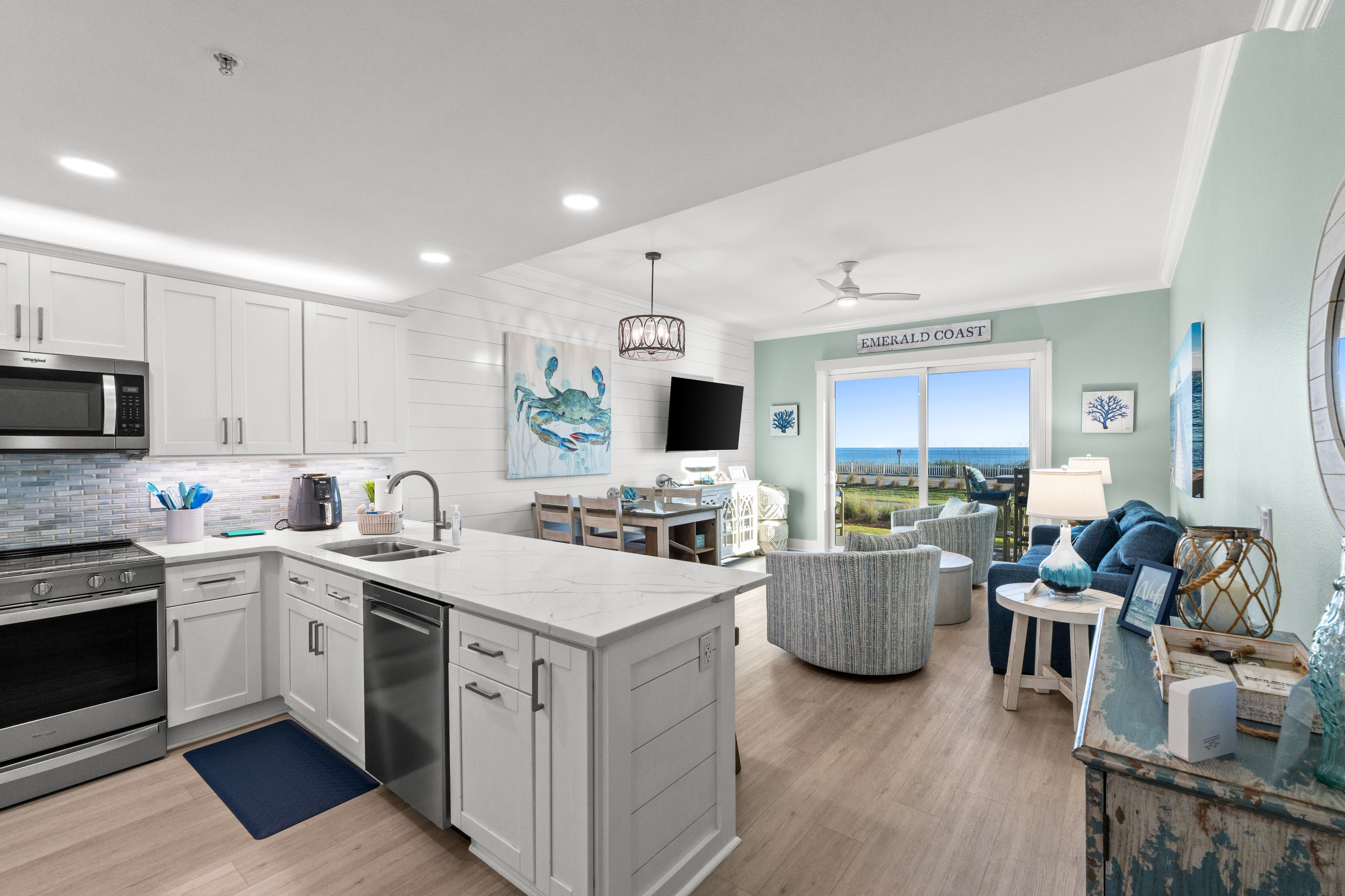 Freshly updated kitchen, open layout and relaxing ocean views