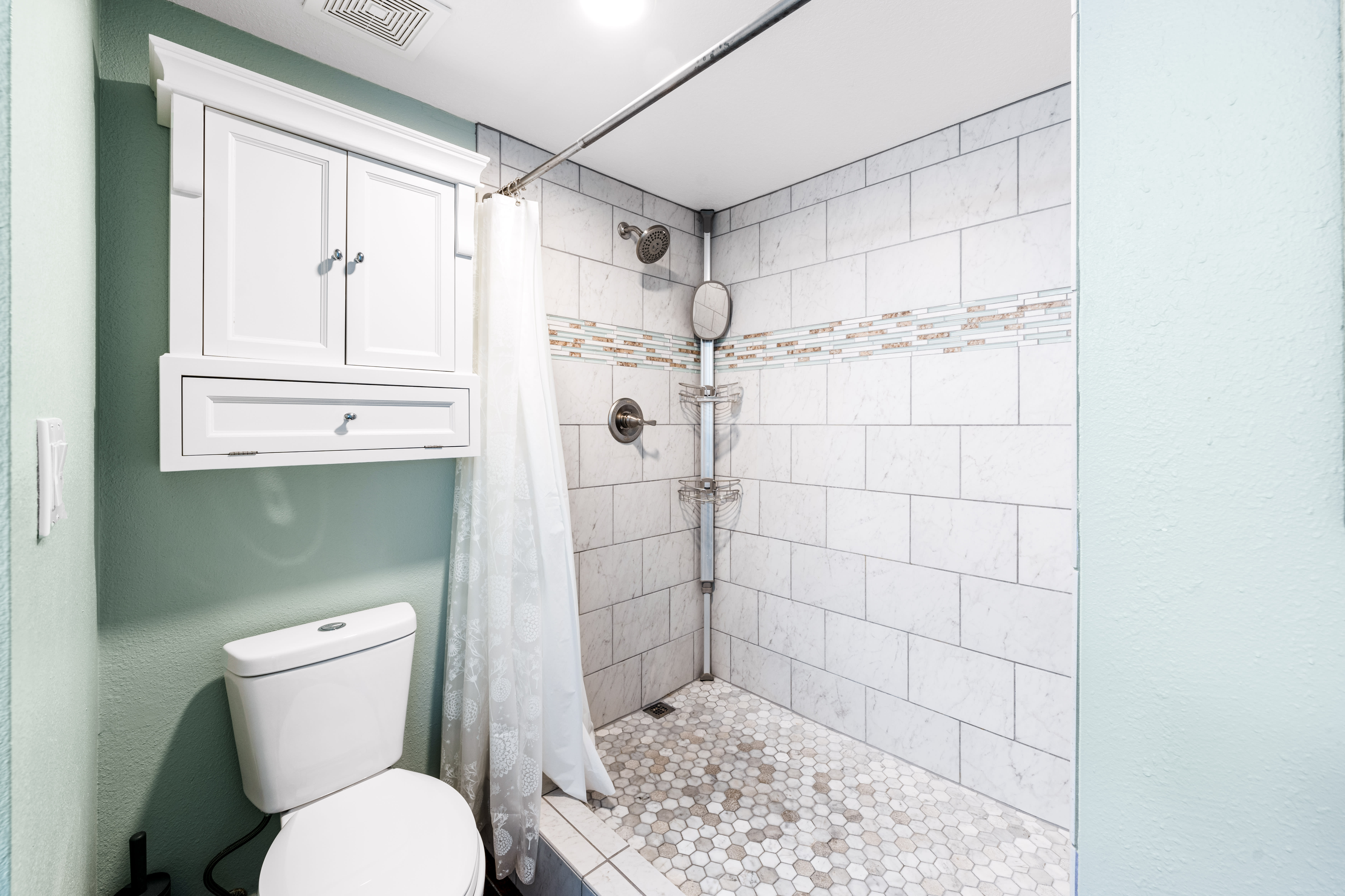 master bathroom with custom oversized shower