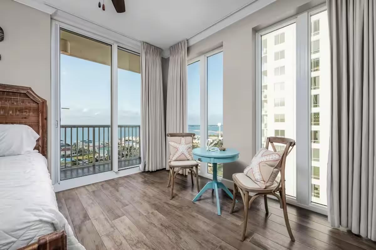 Private balcony overlooking the island and the sound.