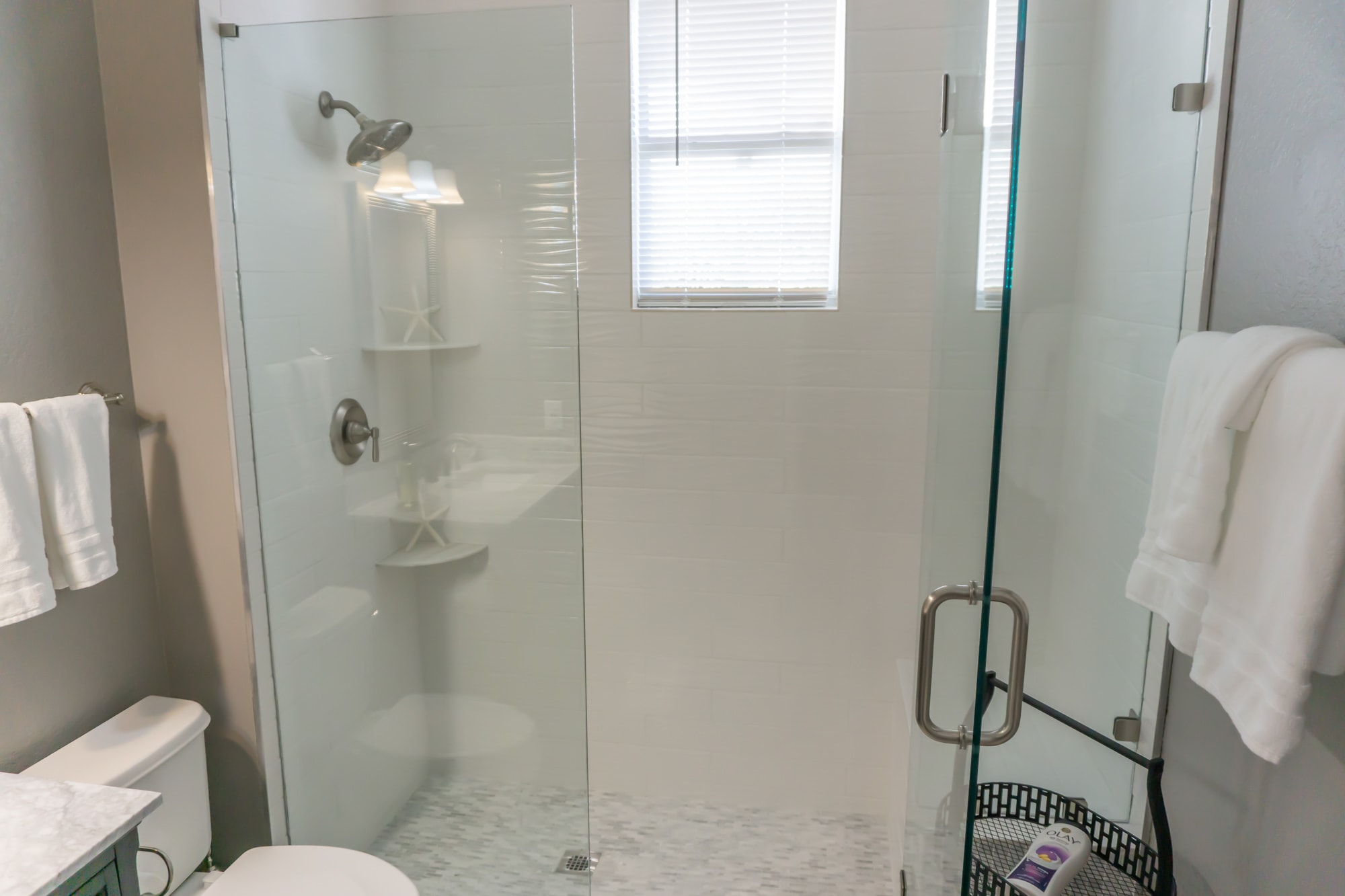 upstairs queen suite walk in shower just completed in 2020