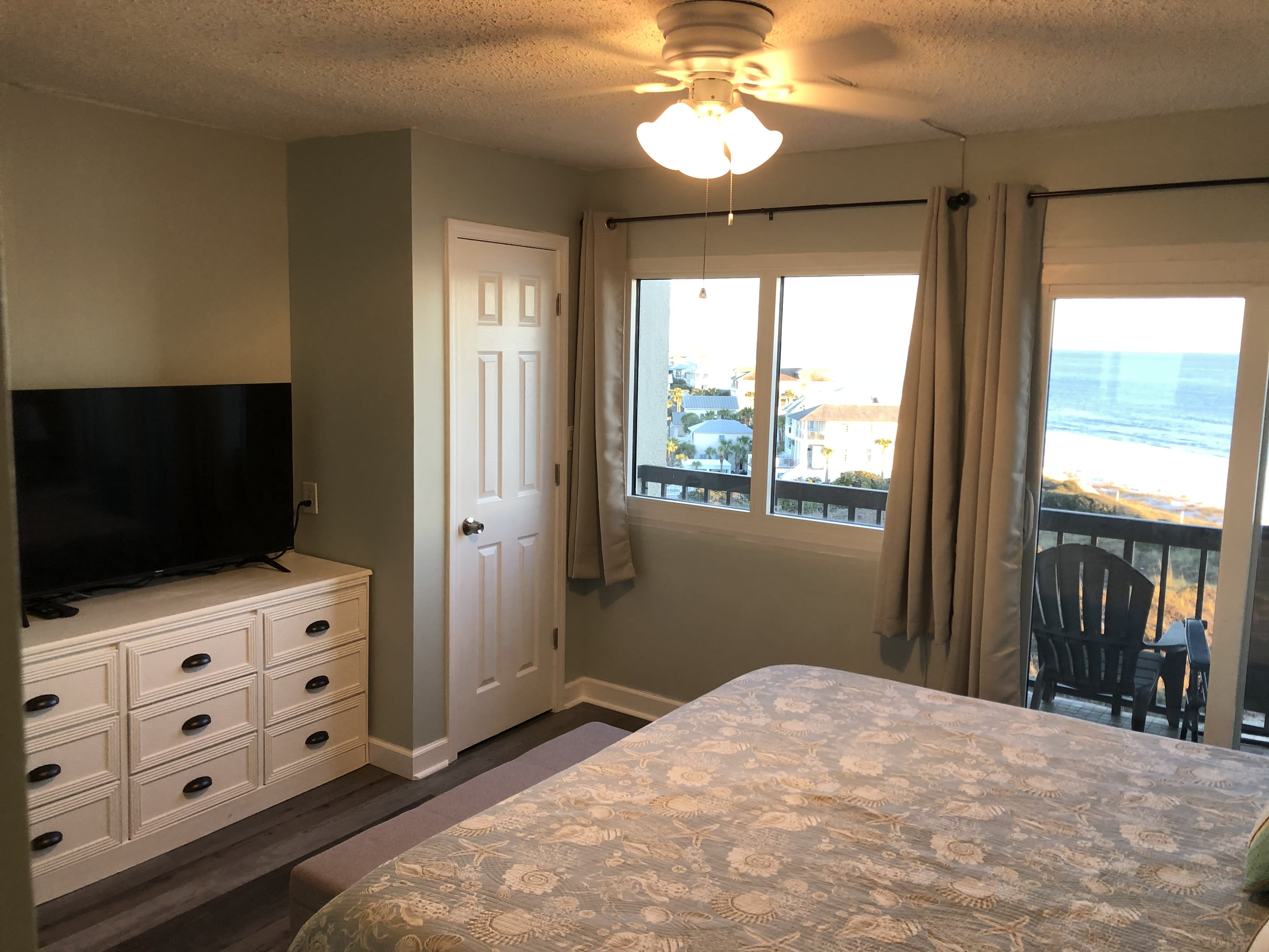 Master bedroom with private balcony over looking the Gulf of Mexico.