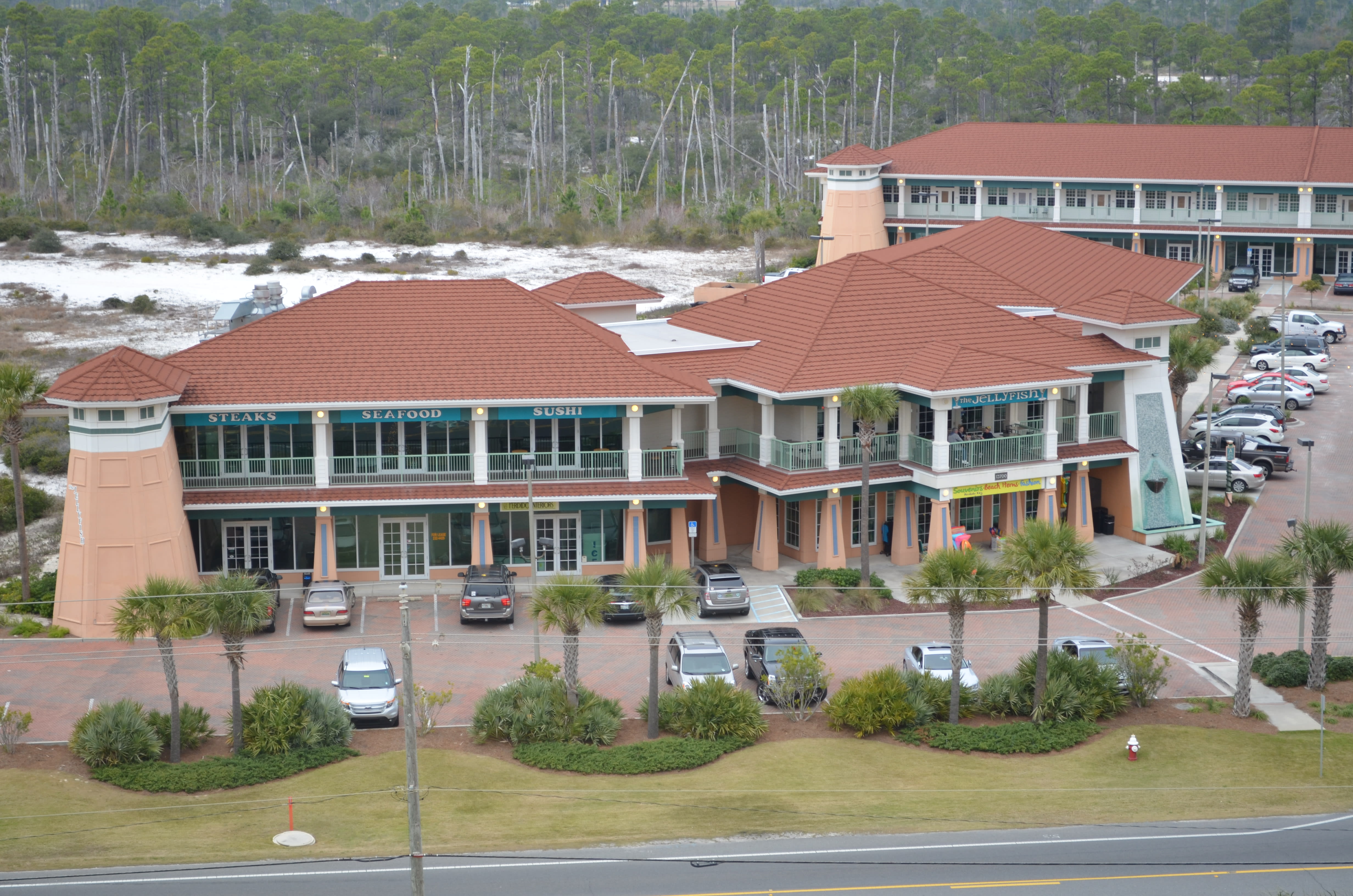 Villagio Perdido shops and restaurants across the street from the Perdido Sun