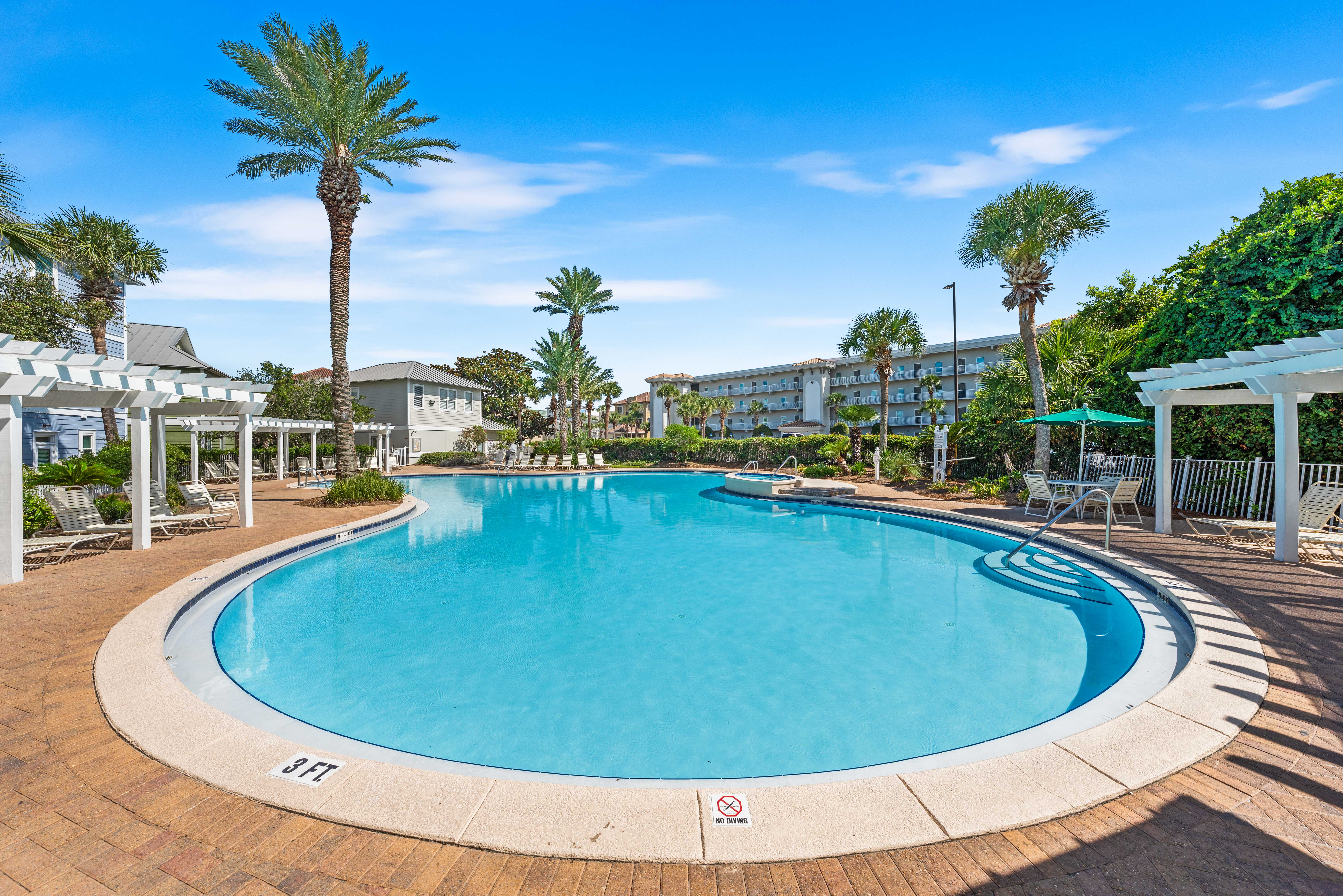Expansive Pool with Shade Pergolas