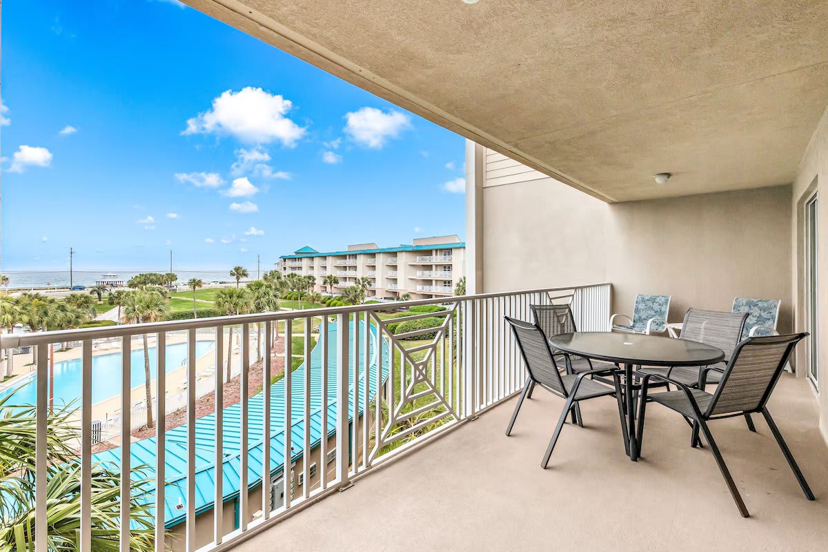 Private balcony with dining table