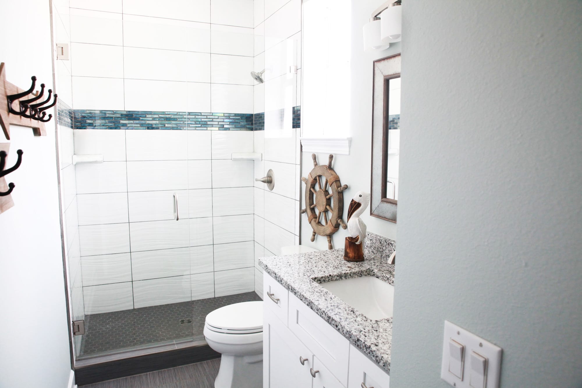 New tile shower, floor, cabinets &amp; granite 