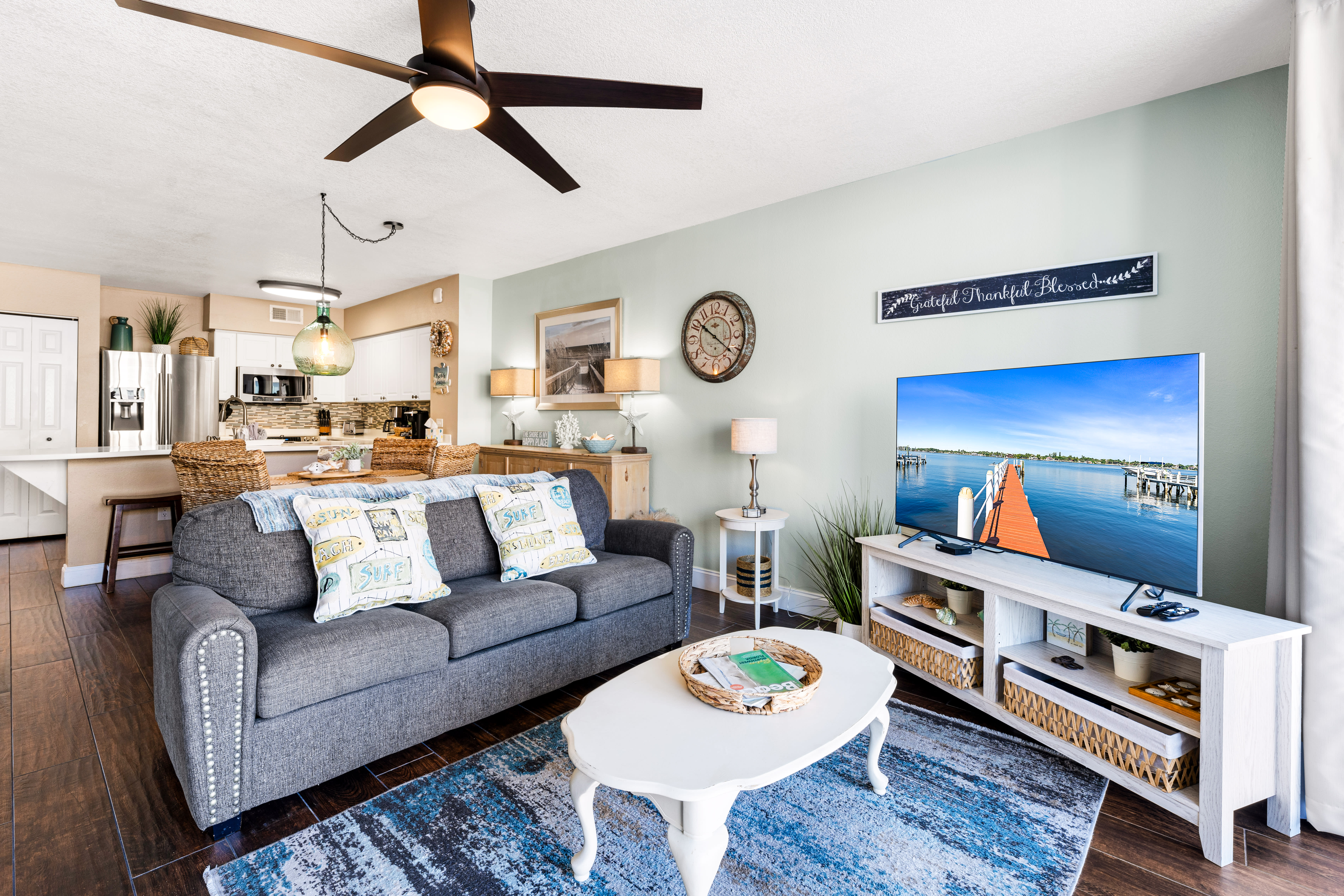 living room with queen sleeper sofa