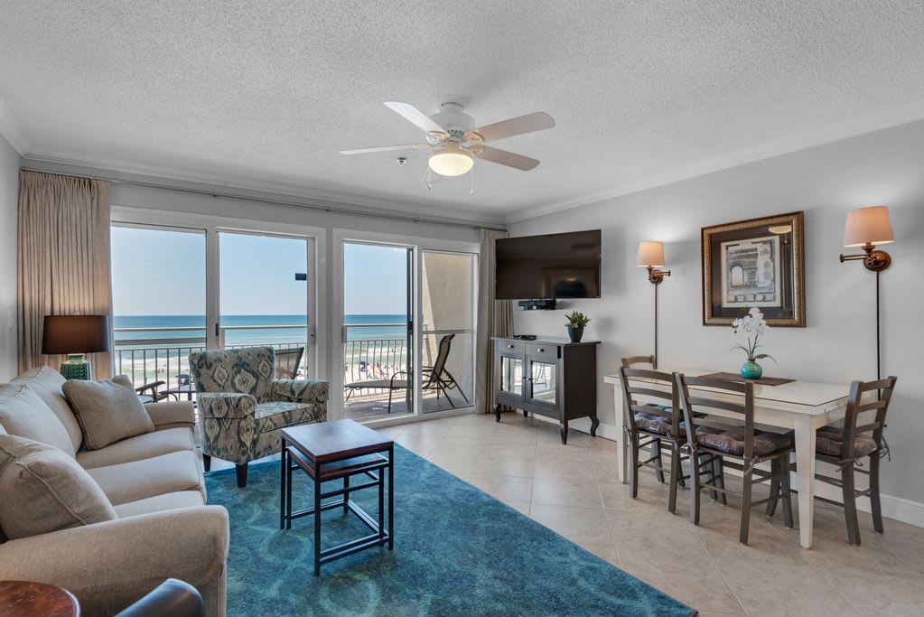 Living room with stunning view of the Gulf!