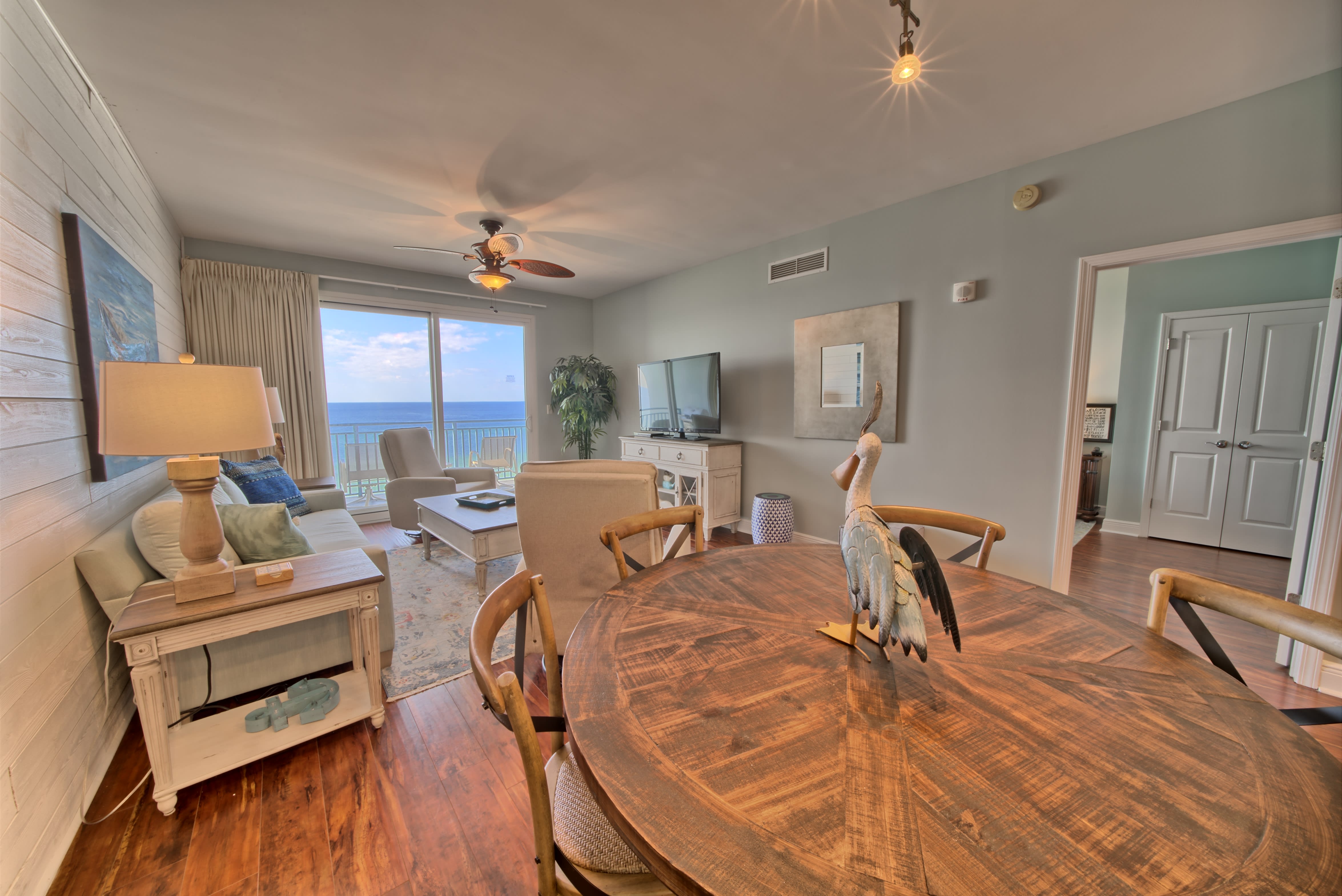 Dining area with table and six chairs!