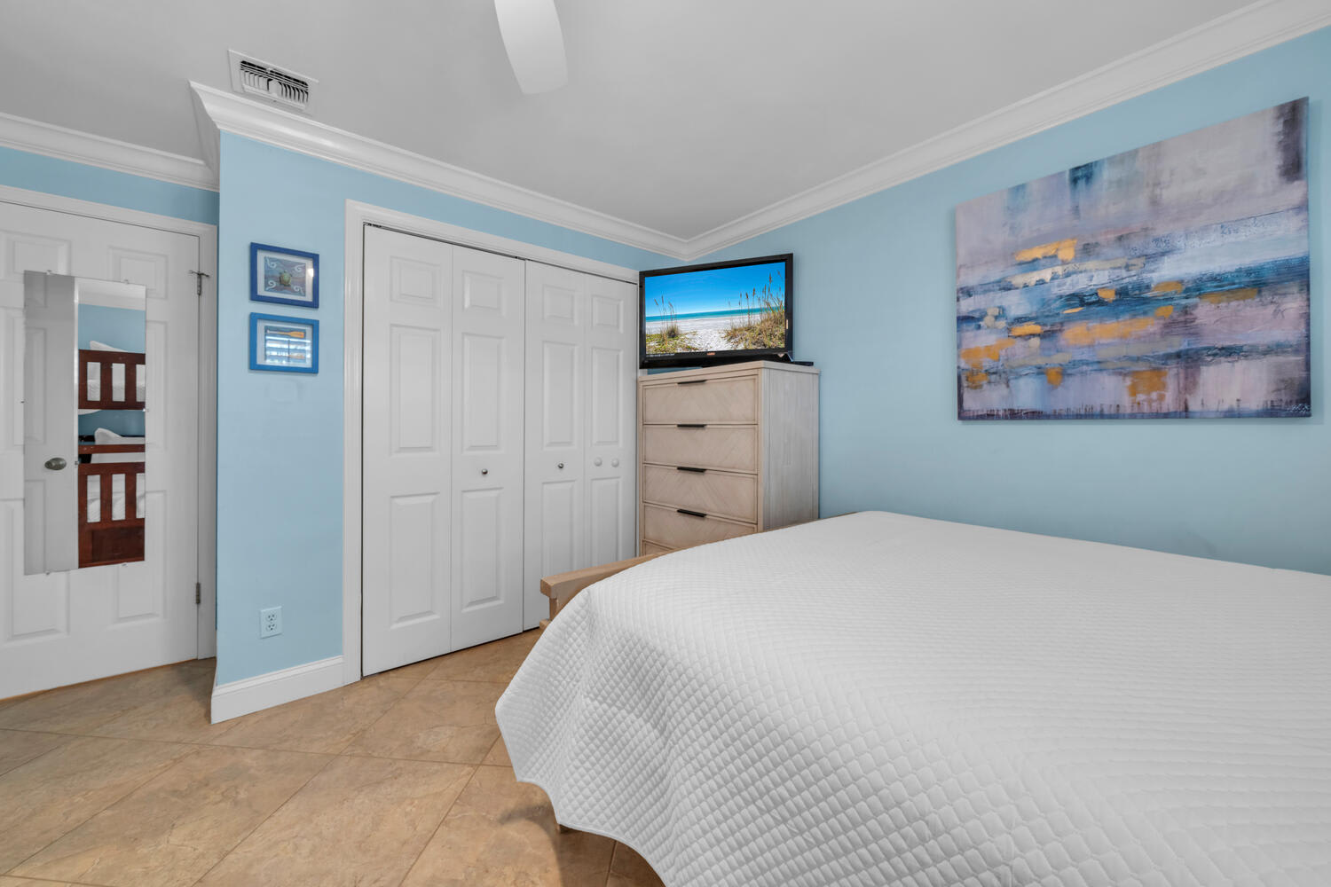 Third bedroom with bunk bed and queen