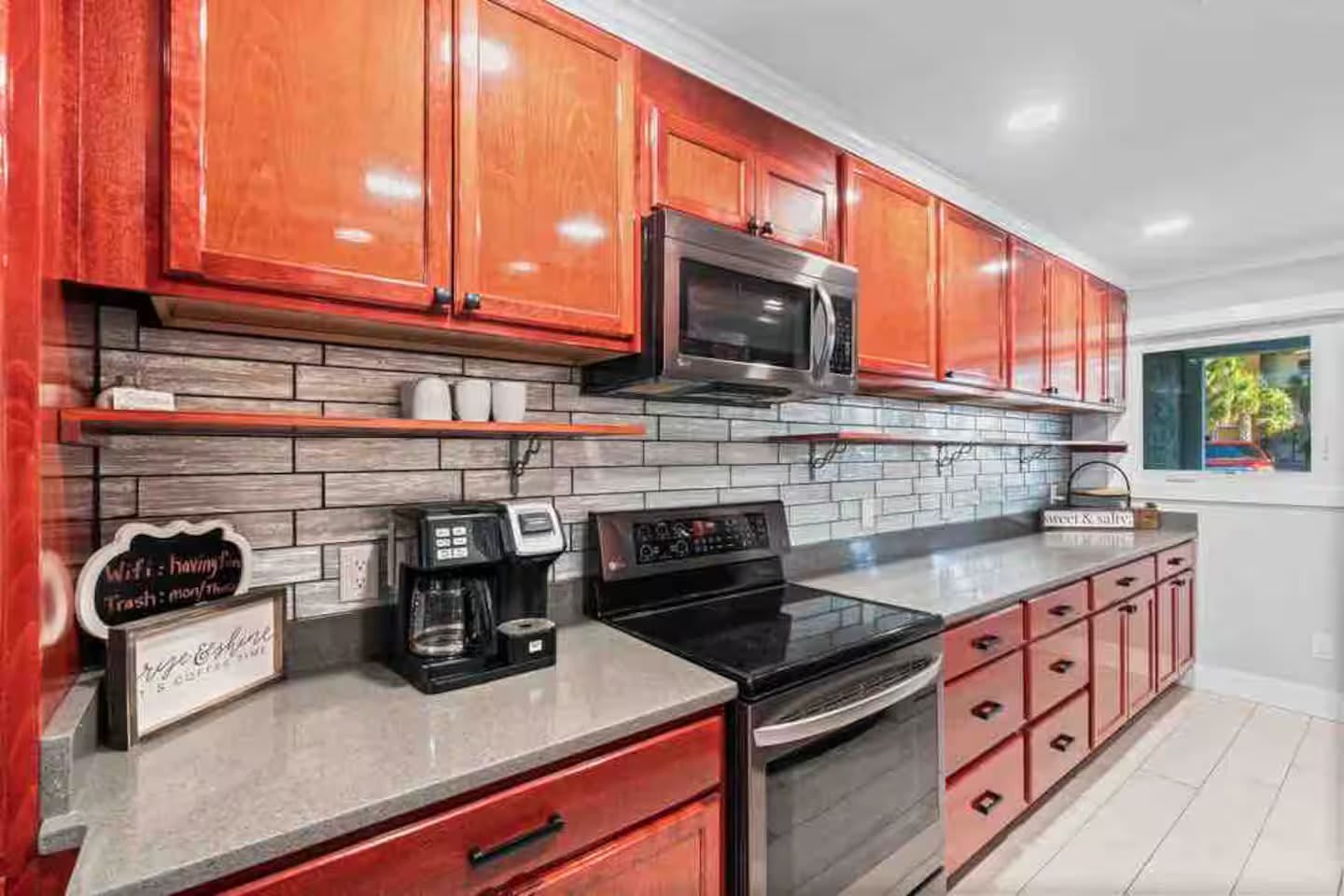 Fully stocked kitchen with any gadget you would need. Even an ice cream maker.