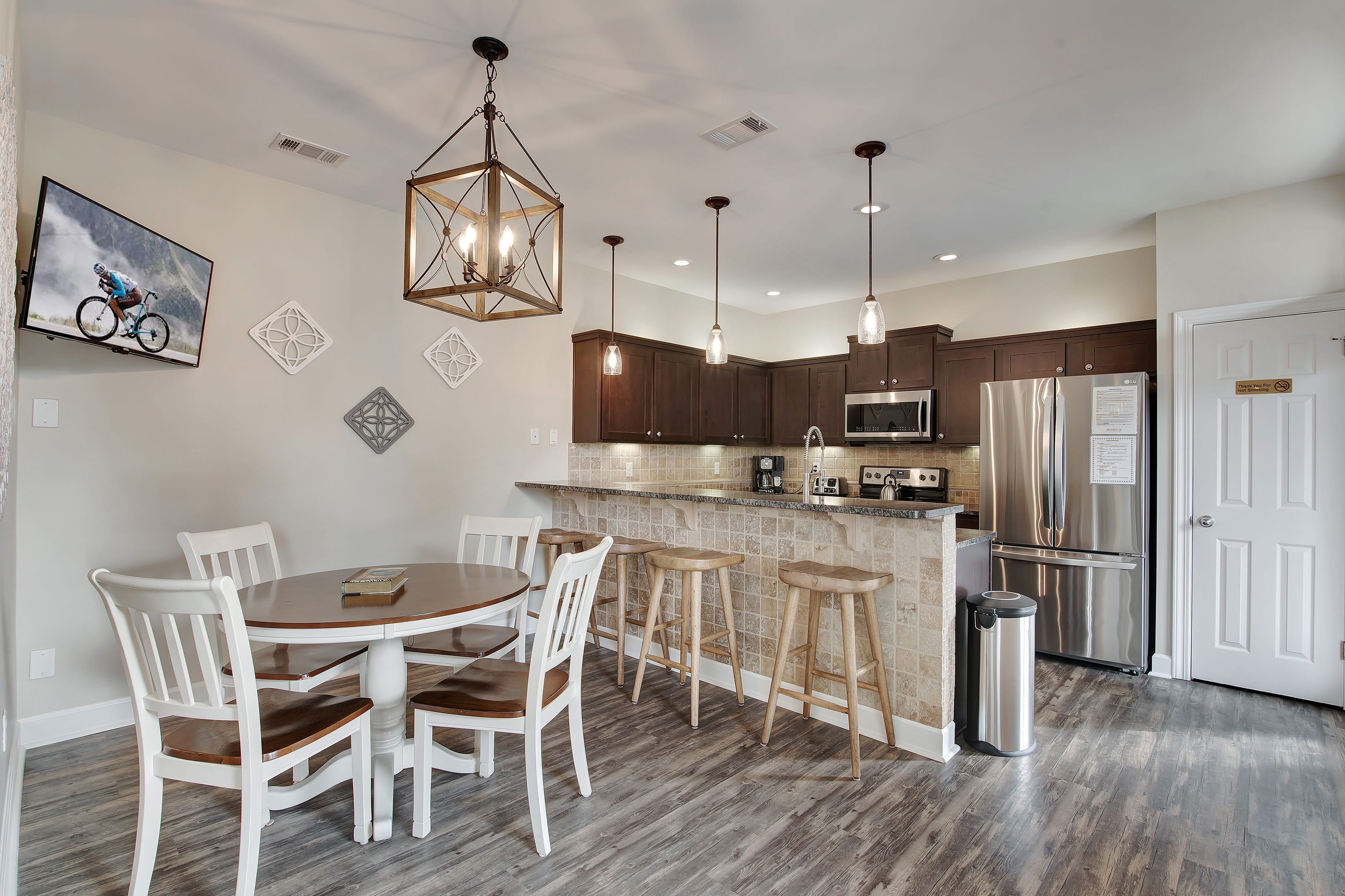 Kitchen table with TV