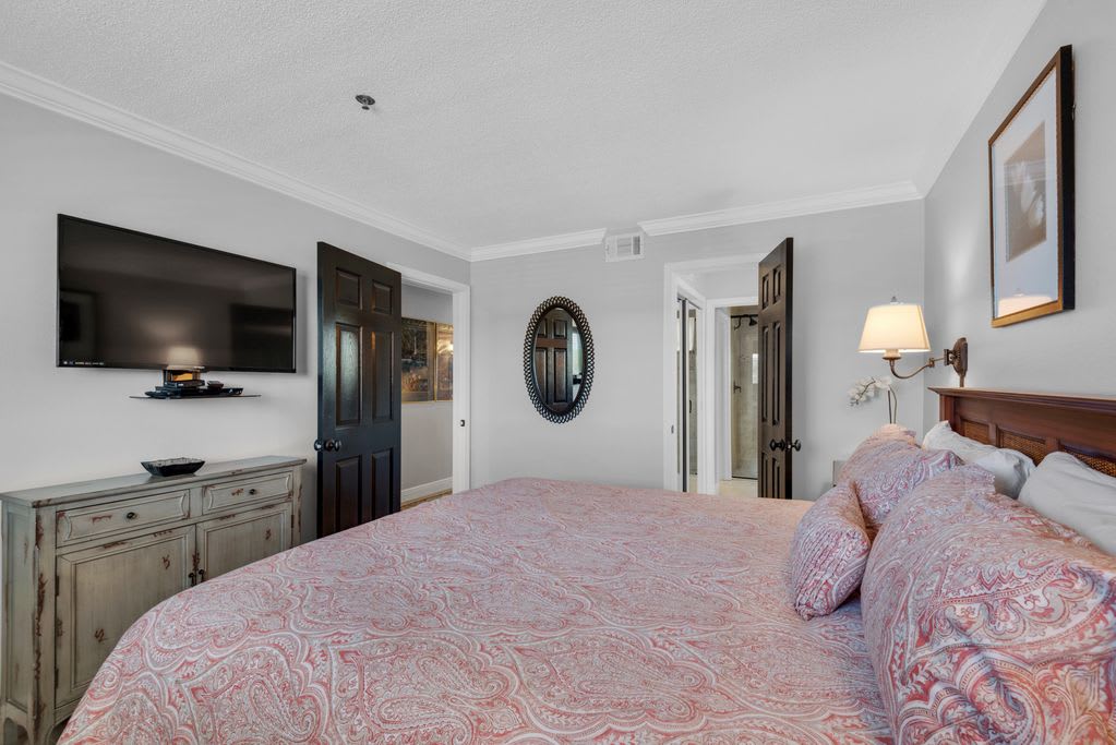 Master bedroom with flat screen tv!
