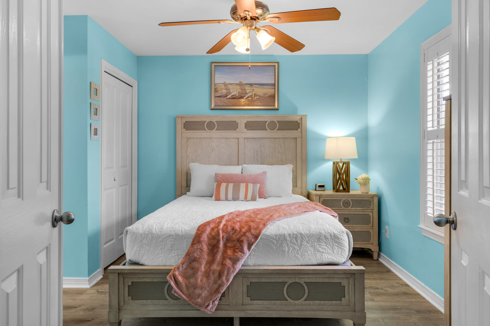 Master with Queen bed and light and airy feel