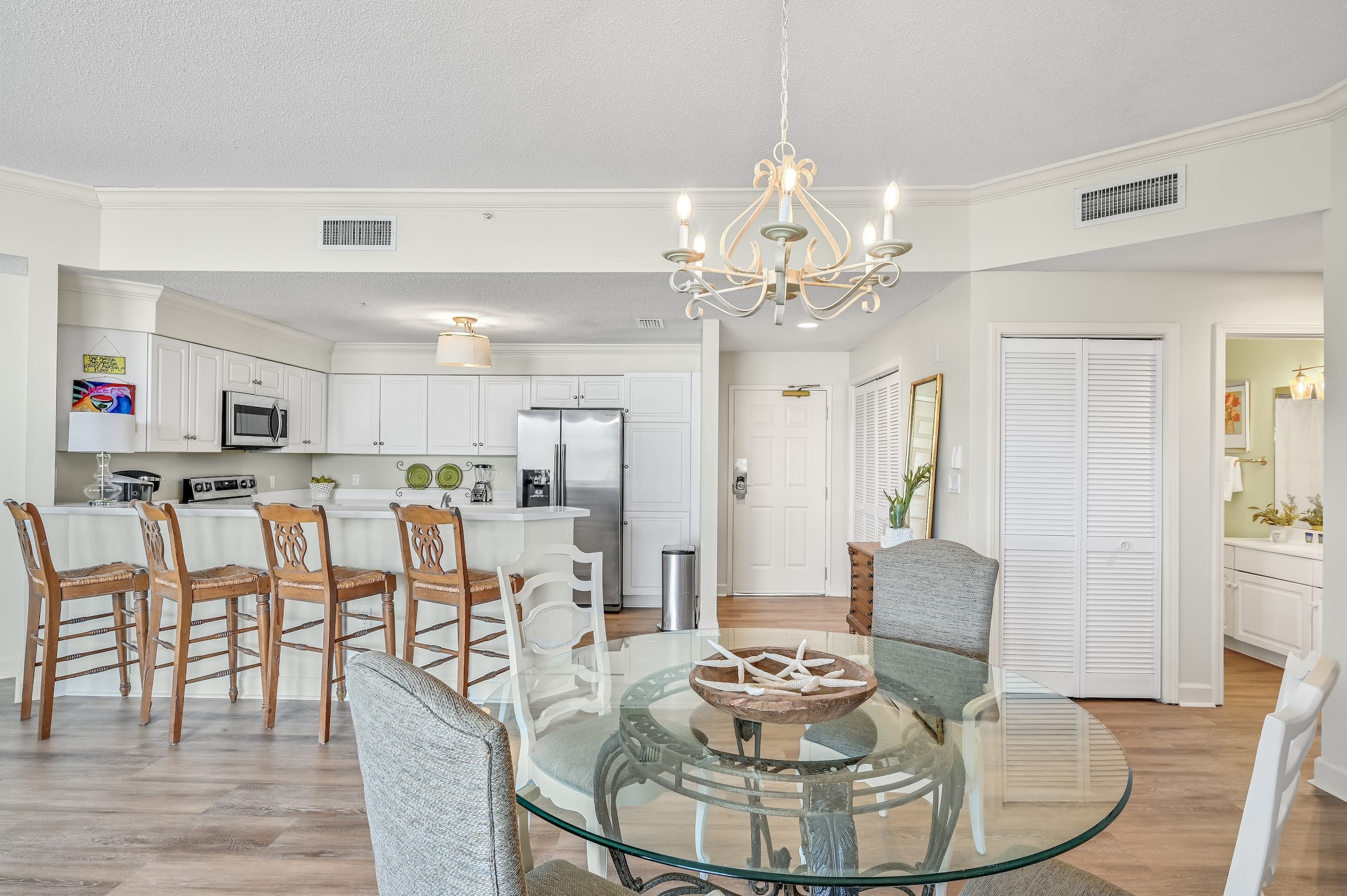 Breakfast bar with barstools