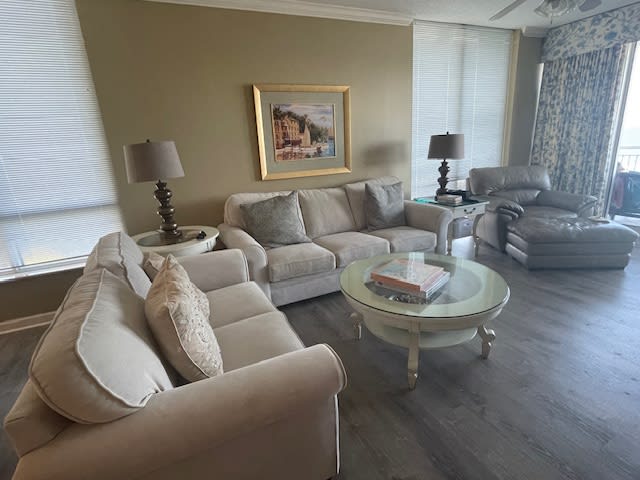 both windows open up to side view of beach as well as full beach from balcony