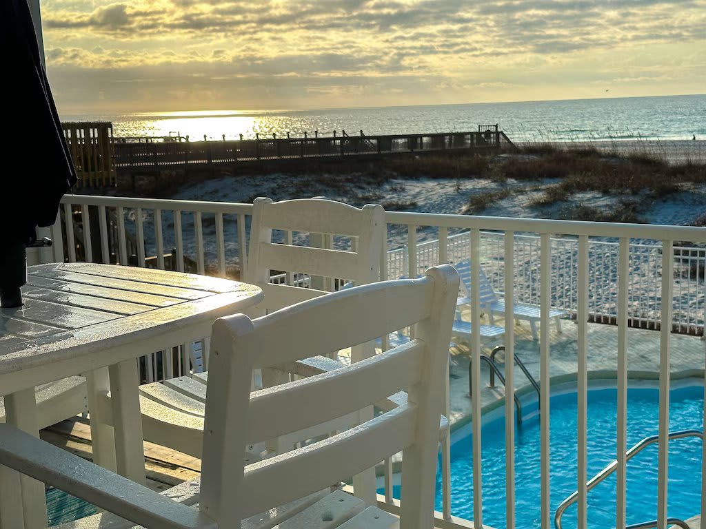 Walk out to a private deck from the main living area to enjoy ocean views!.