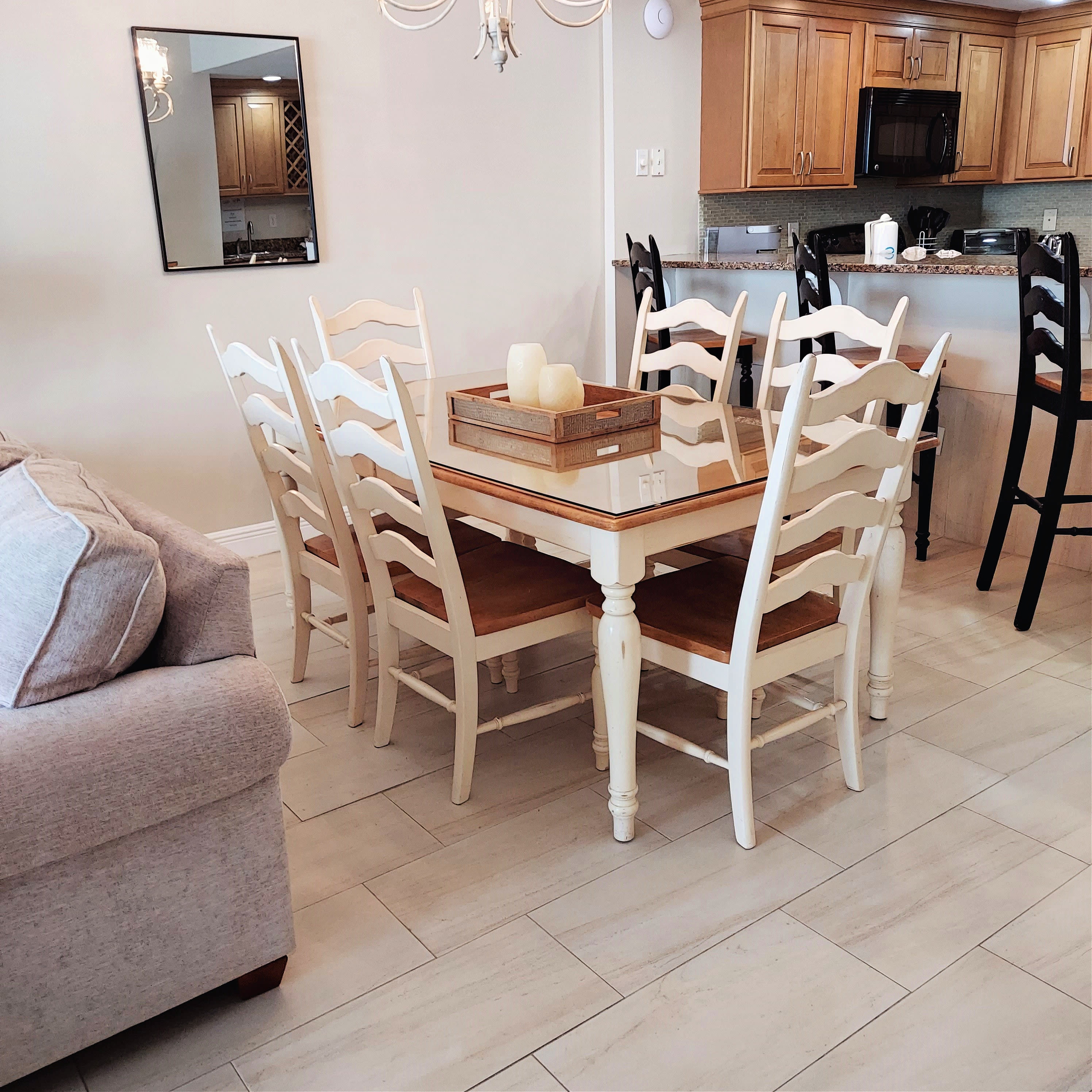 Dining Room With Seating For 6 and 3 Bar Stools