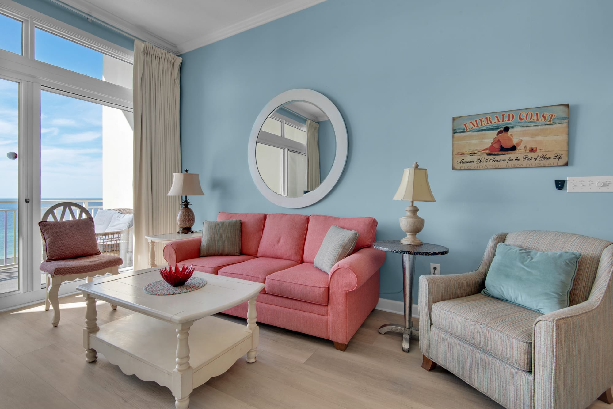 Living room with gigantic high ceilings and amazing views!