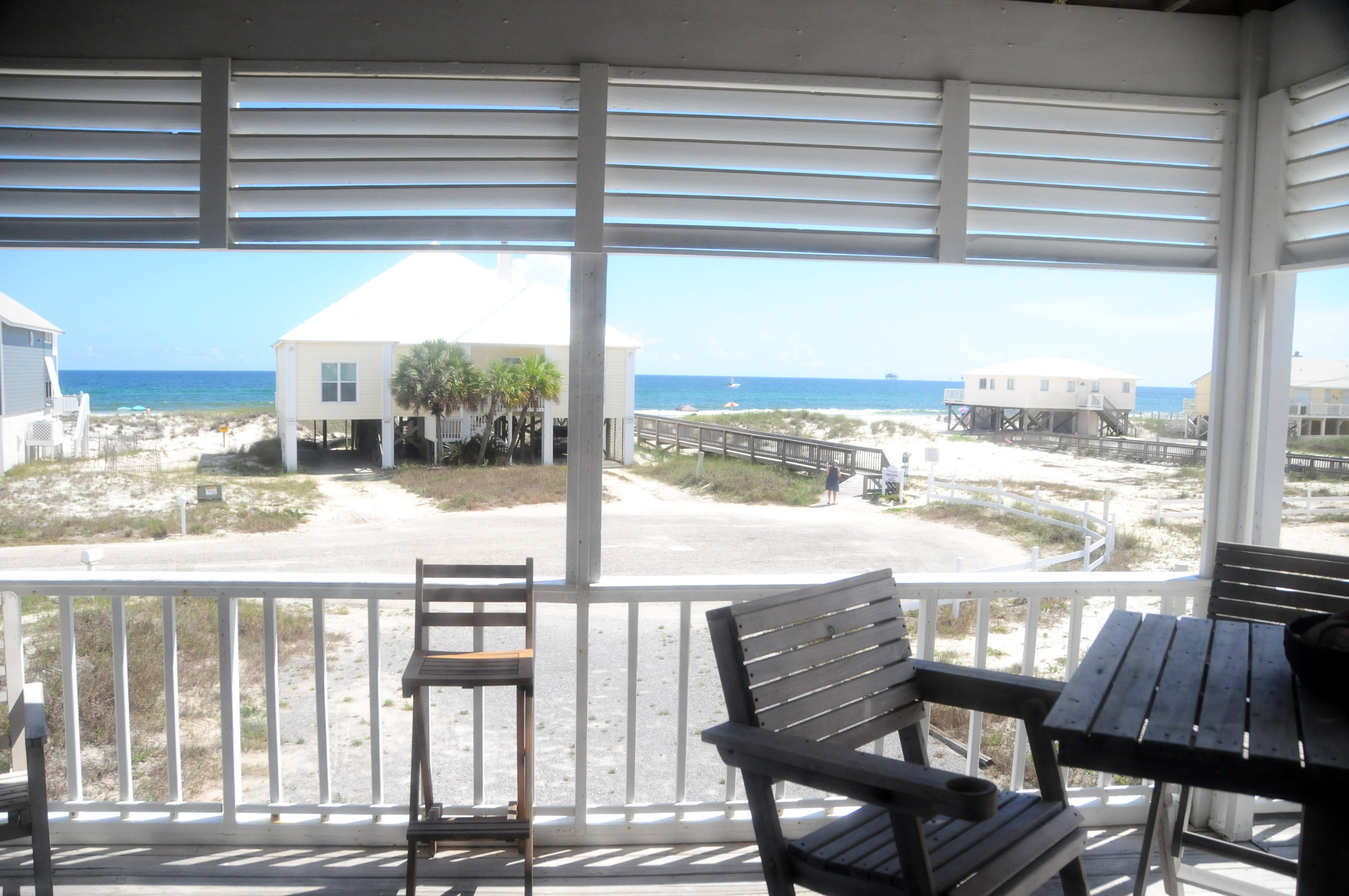 View outside the downstairs porch and deck