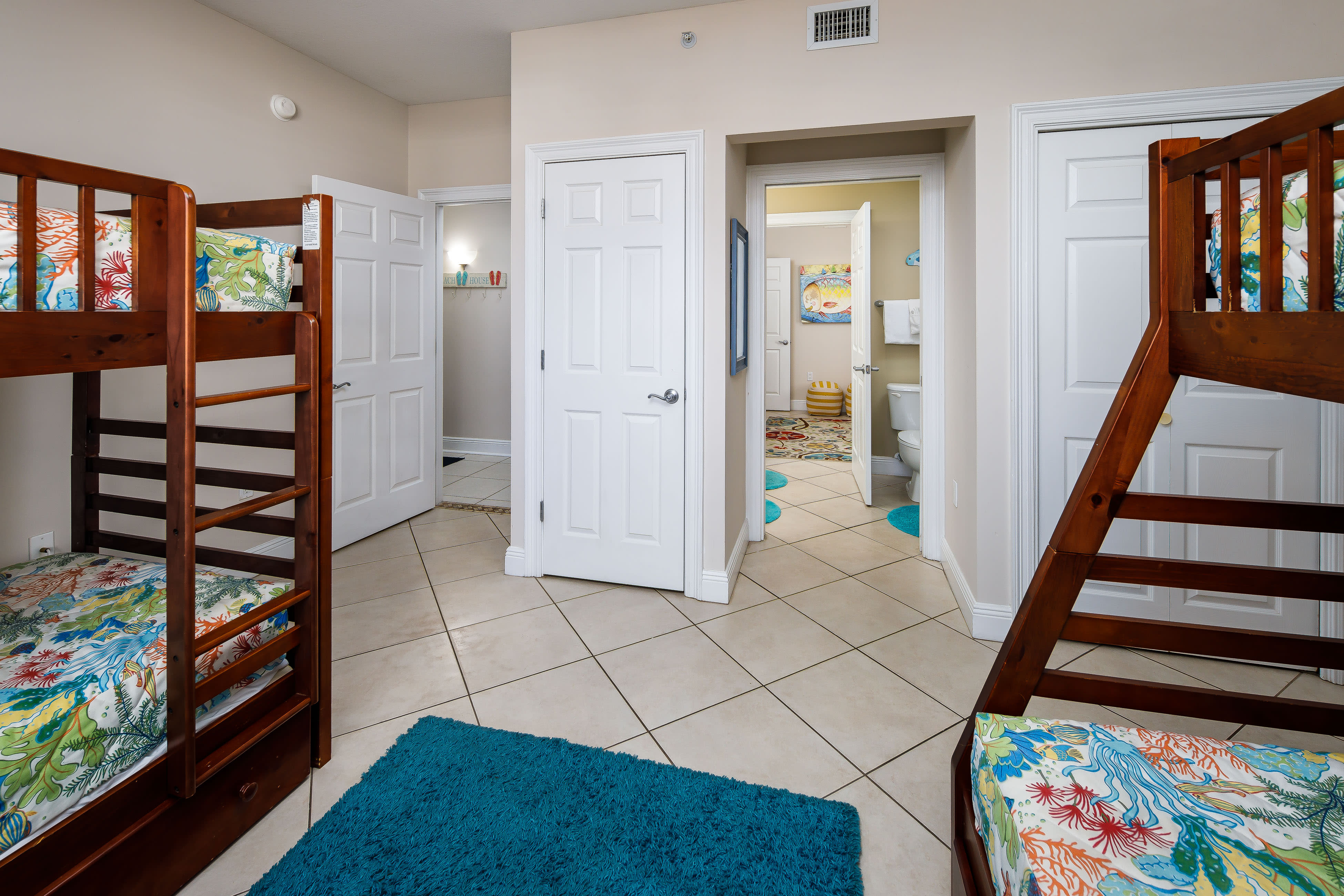 The kids' room opens to a large bathroom. 