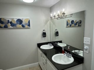 Master Bathroom with two sink vanity.
