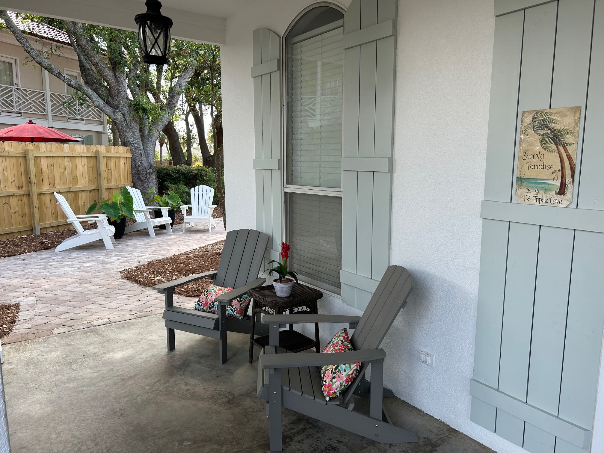 Relax on the front porch or the newly added side patio!