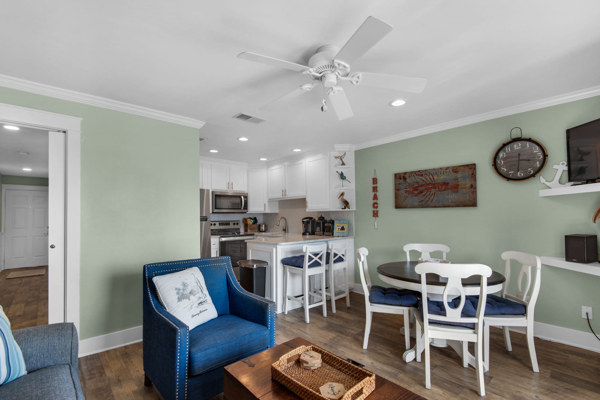 View of kitchen from living room