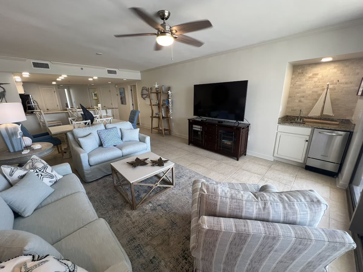 65 Inch Smart TV and Wet Bar with High Capacity Ice Maker!