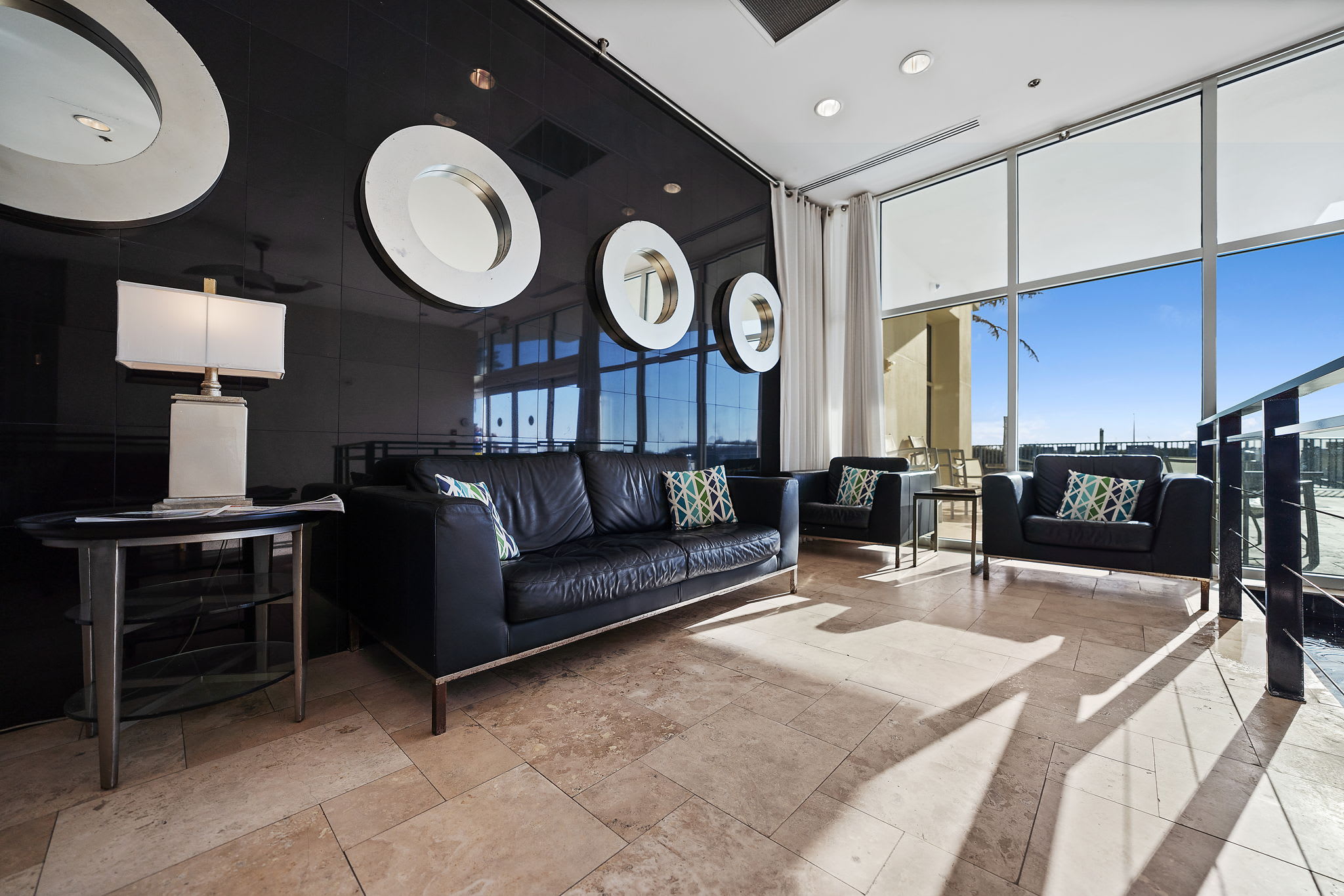 Lounge area inside the building