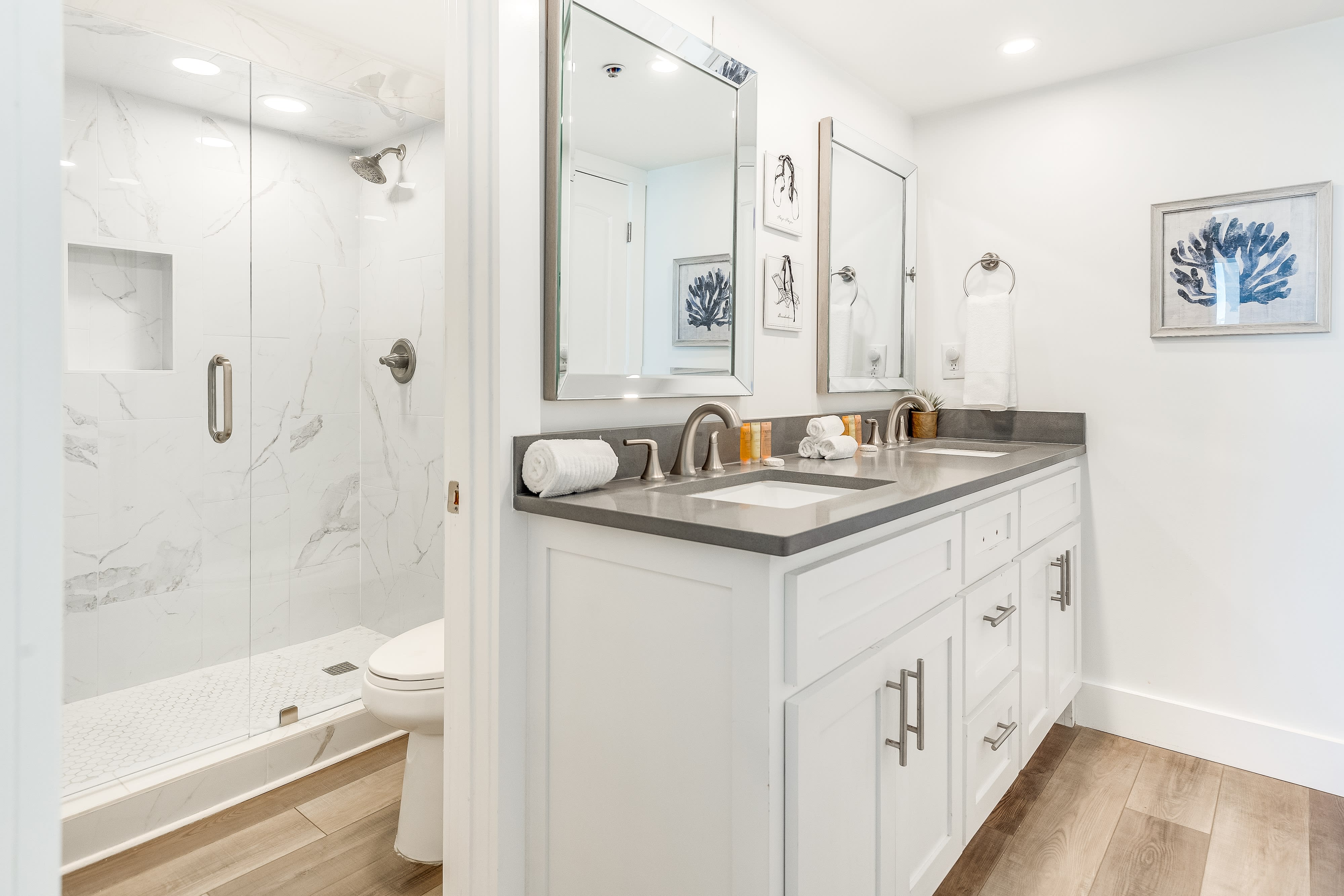 updated master bath - walk-in shower