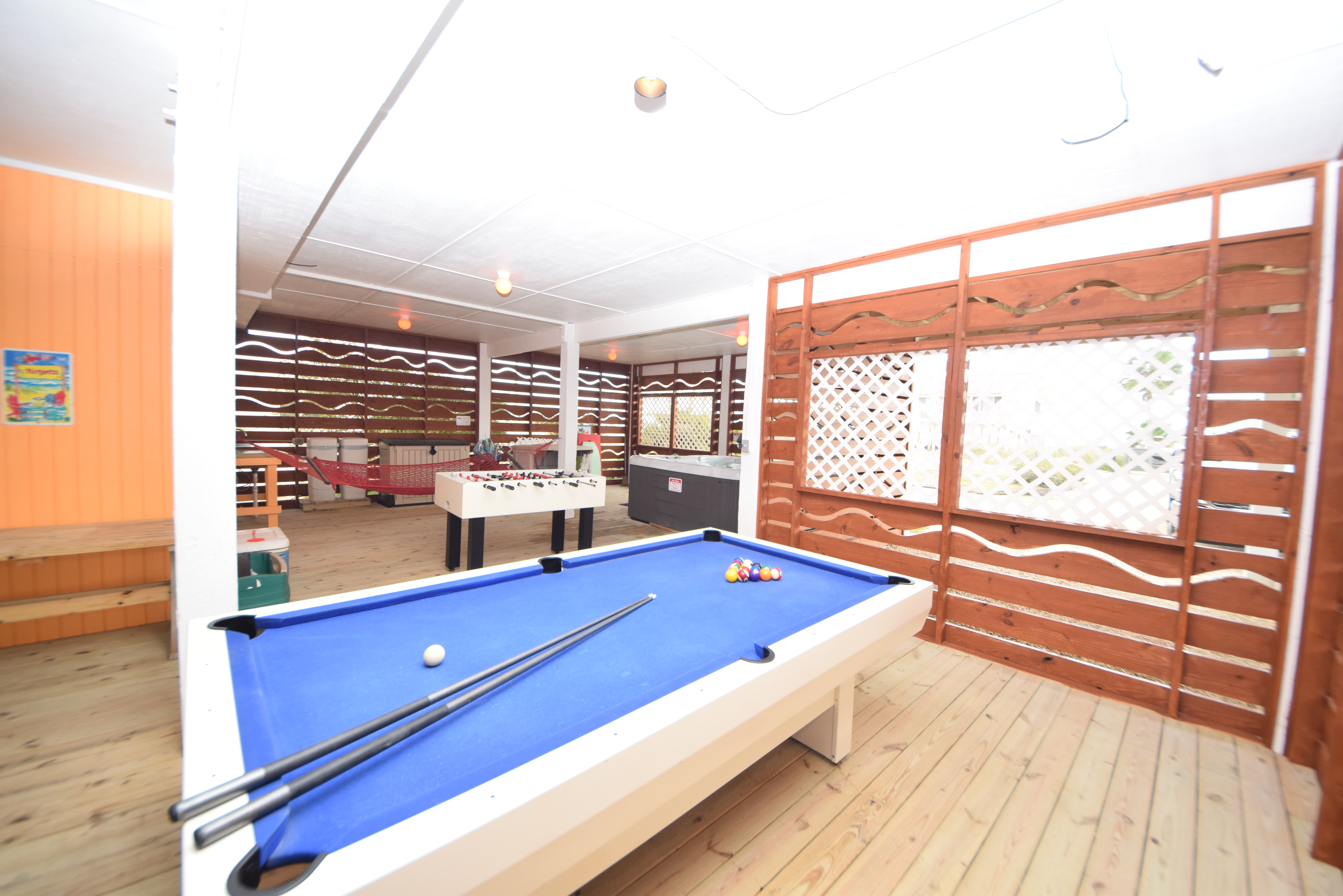 pool table, foosball table