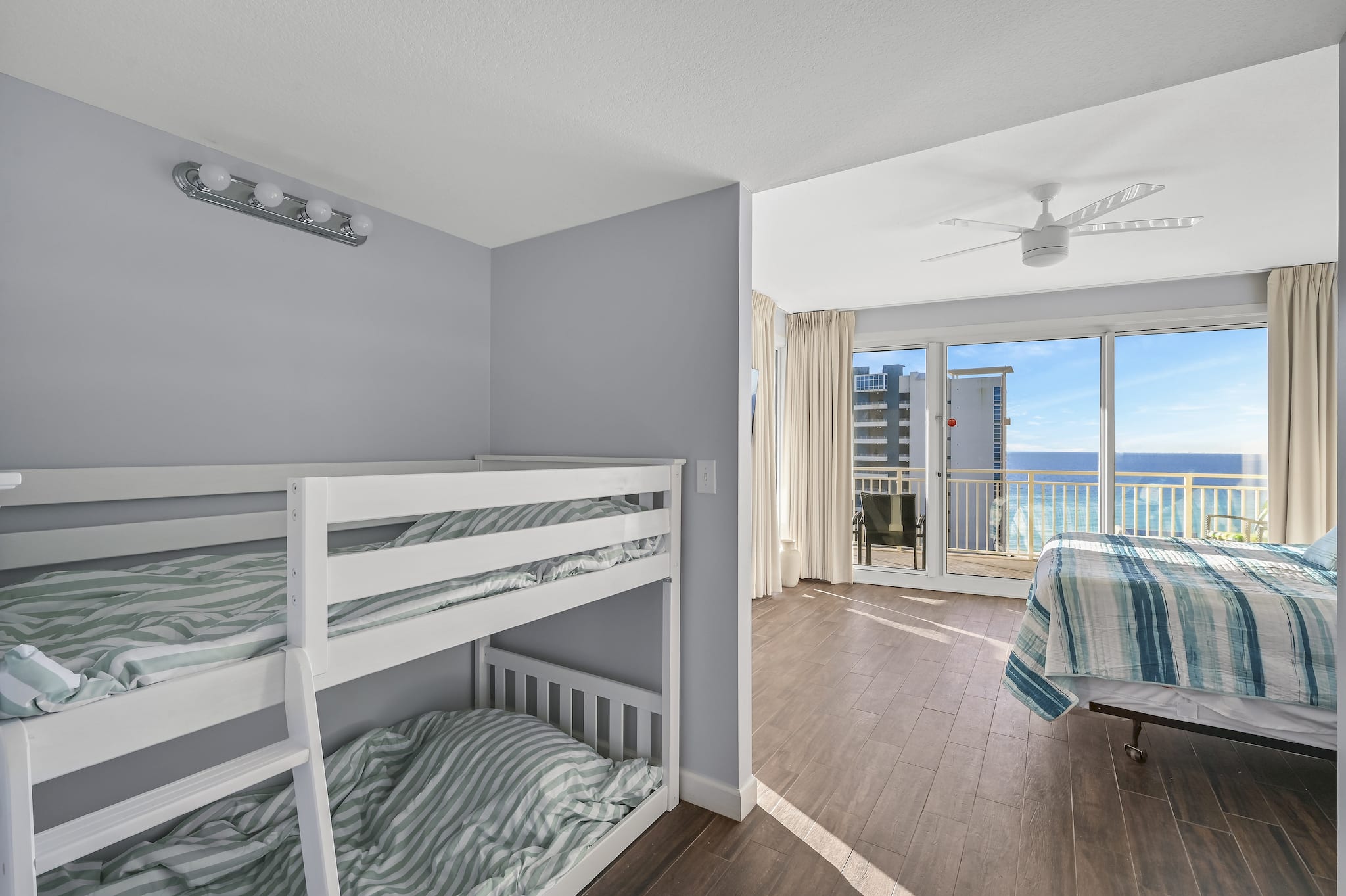 Child's size bunkbeds. Custom 65" mattresses