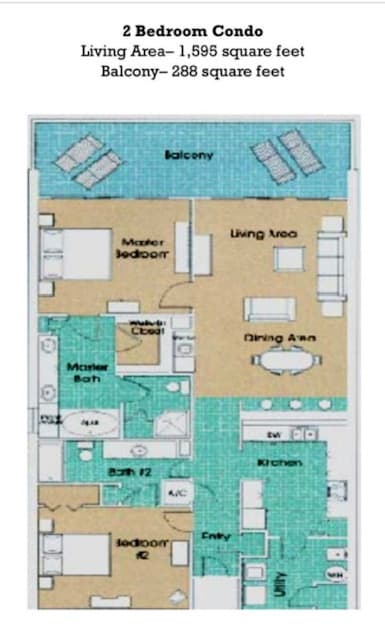 2 Bedroom floor plan- flipped on this corner unit