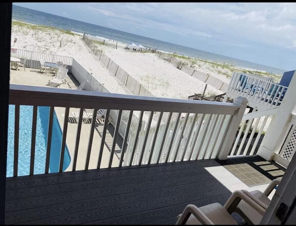 Balcony on main floor coming out of living room. 