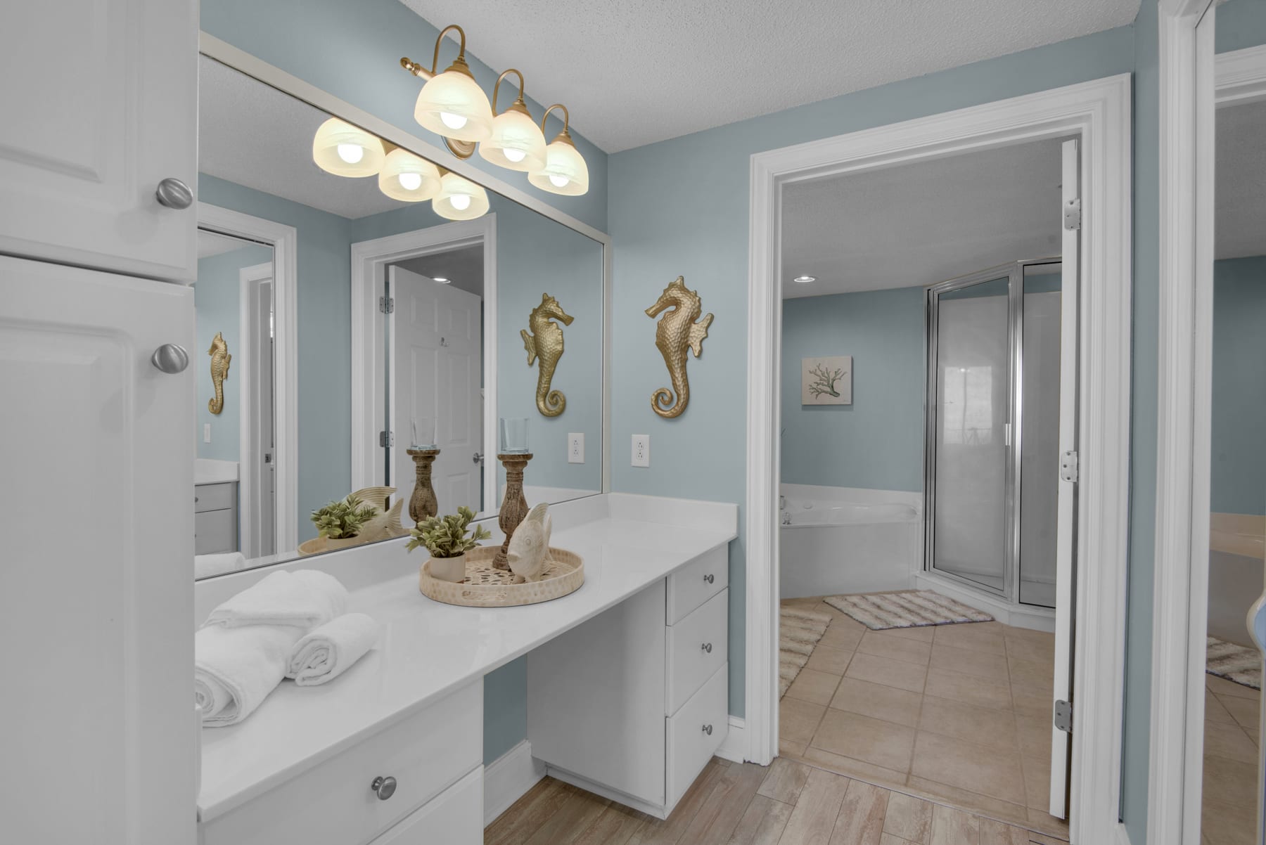 Master bedroom hallway to bathroom