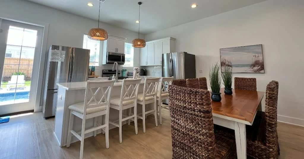 Kitchen and indoor dining area