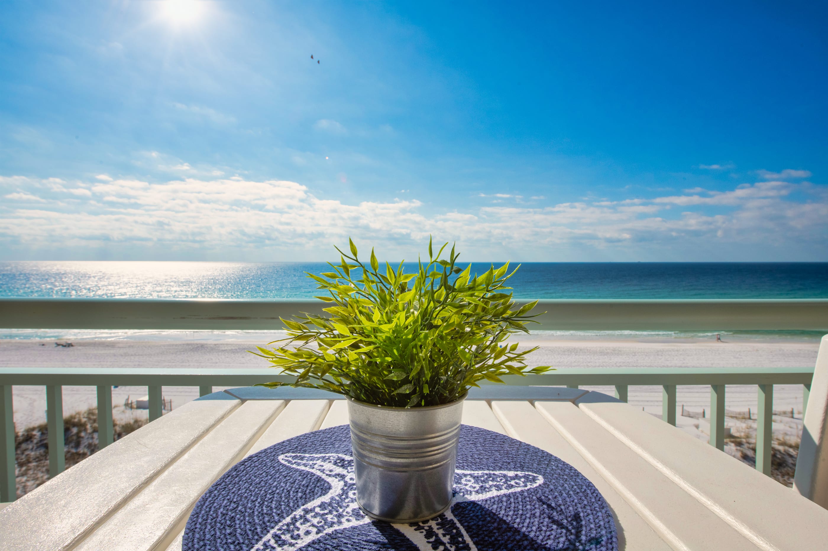 Penthouse Balcony with  expansive beachfront views, great for dolphin watching