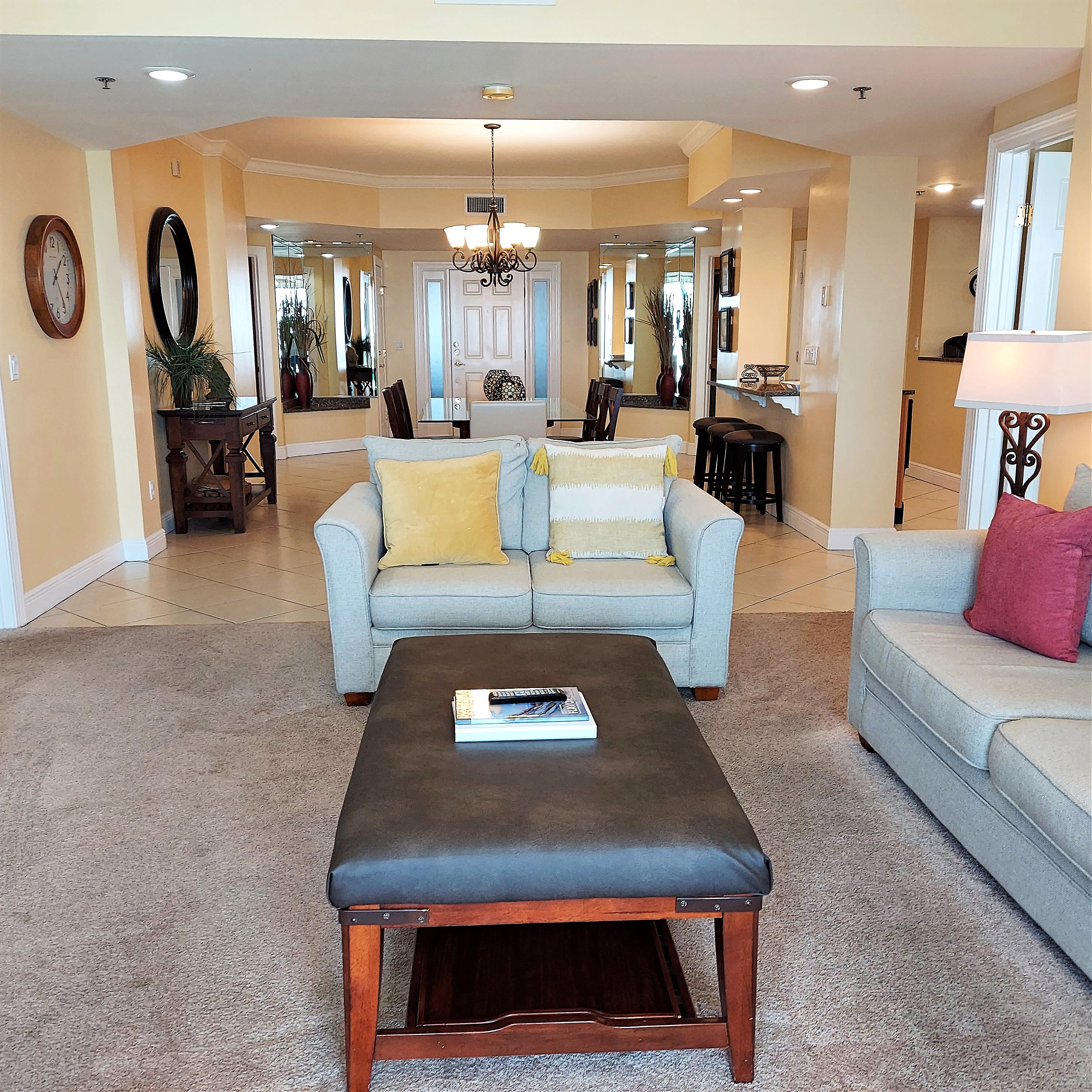 Gulf Front Living Room View To Entry