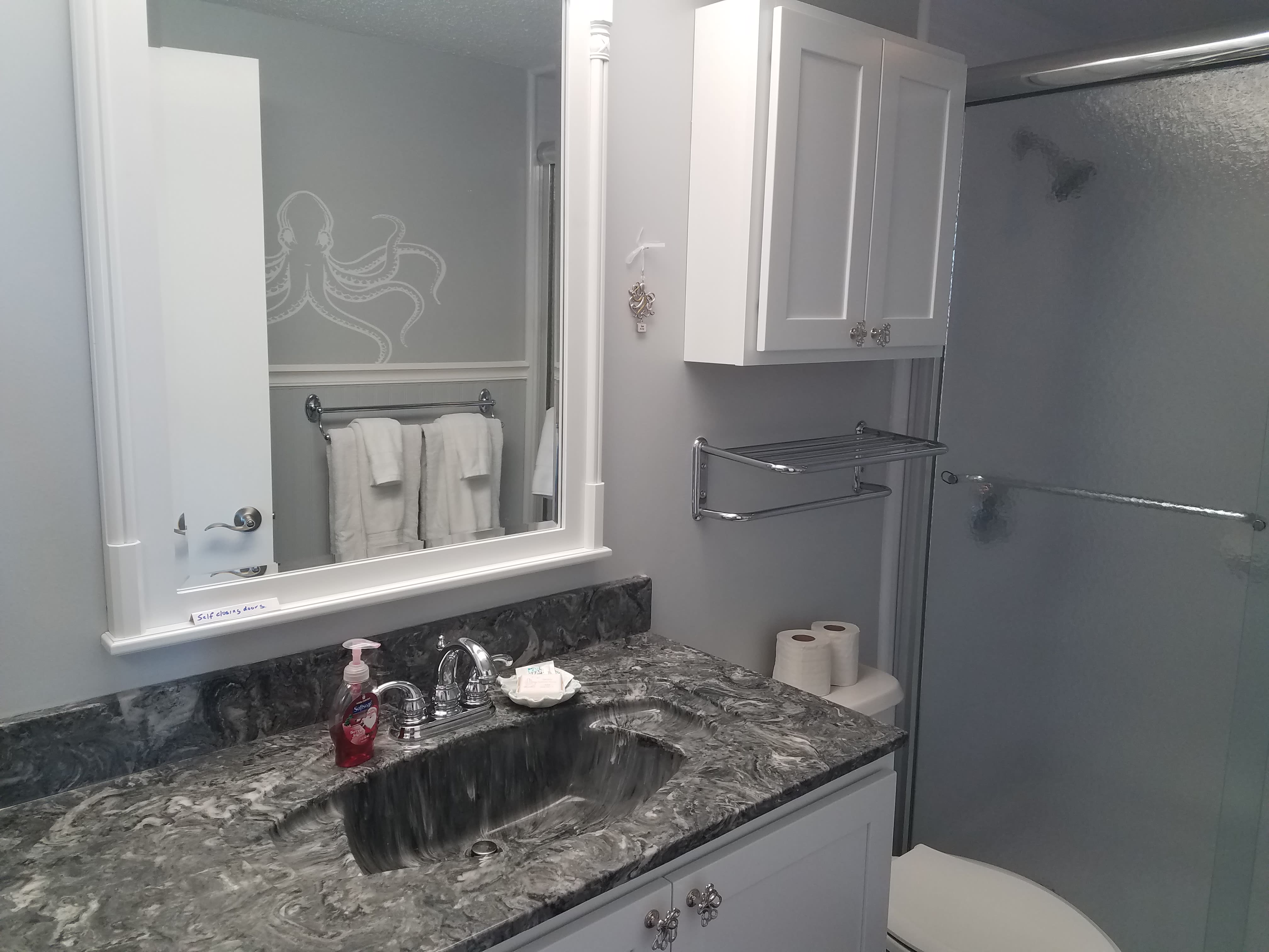 Primary bath with a convenient walk in shower