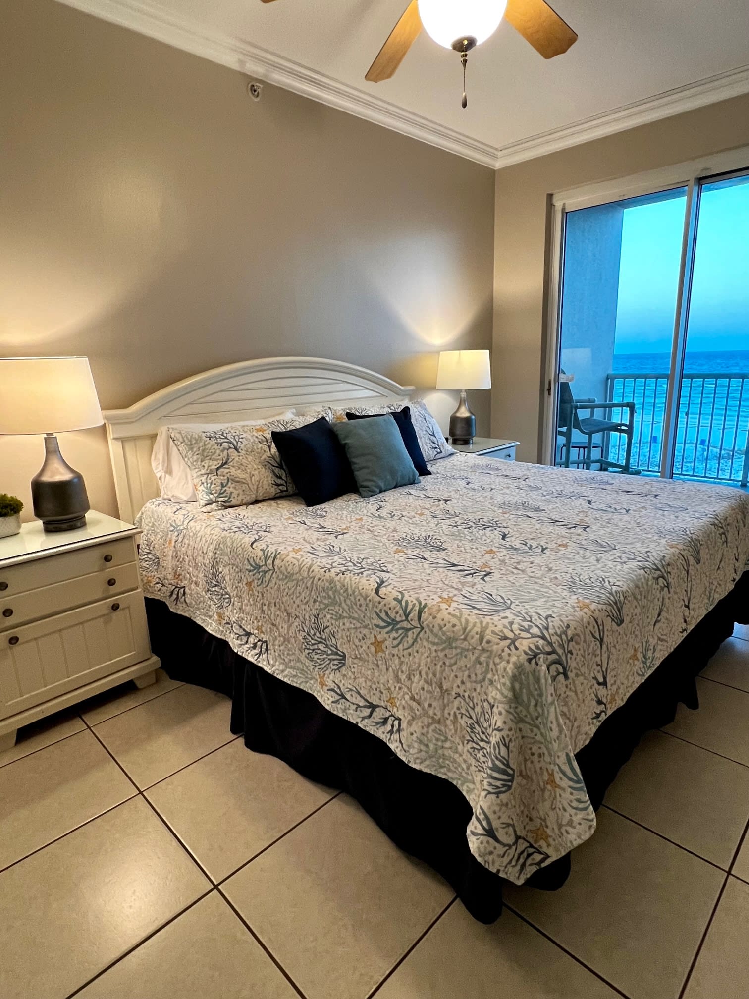 Wake up to the waves and the water in our Gulf front master bedroom!
